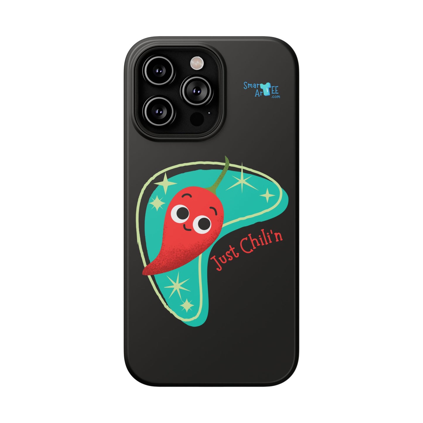 Chili Themed Phone Case, Just Chilin' Design, Fun Accessory, Unique Gift, Vibrant Protection, Perfect for Foodies, Holiday Cheer
