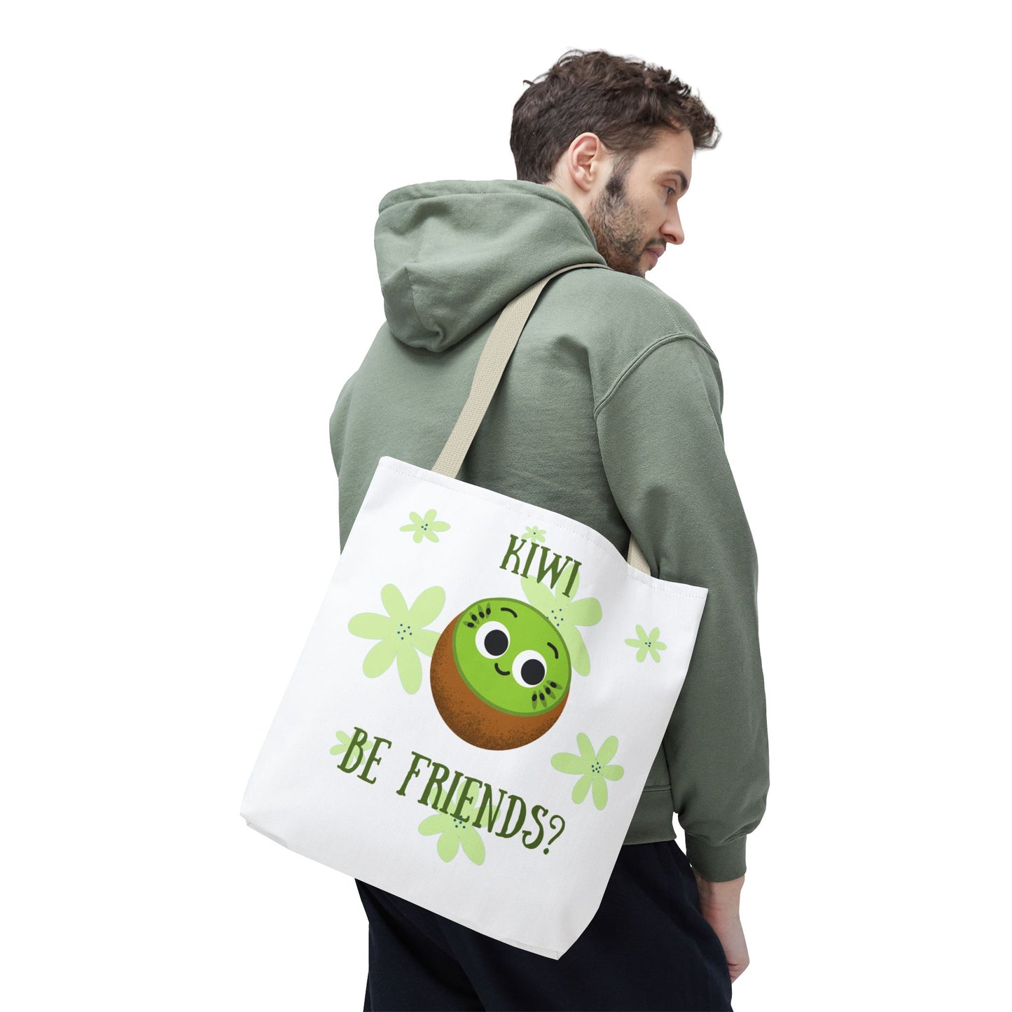 Cute Kiwi Friendship Tote Bag, Eco-Friendly Shopping Bag, Gift for Friends, Cute Grocery Bag, Colorful Beach Bag