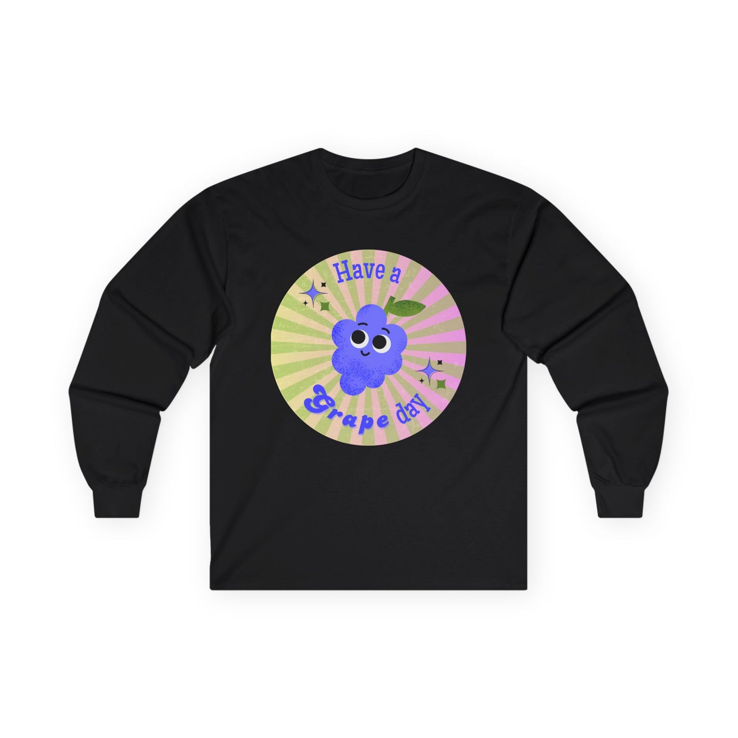 Grape-Themed Long Sleeve Tees for Fun Celebrations, Unisex Cotton Tee, Gift for Fruit Lovers, Perfect for Parties, Casual Wear