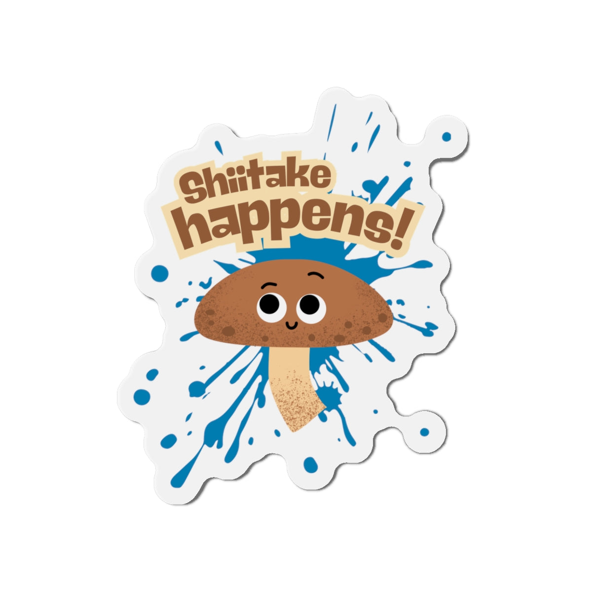 Playful Shiitake Mushroom Die-Cut Magnet | Cute Kitchen Decor, Fun Fridge Magnet, Gift for Food Lovers, Humorous Kitchen Art