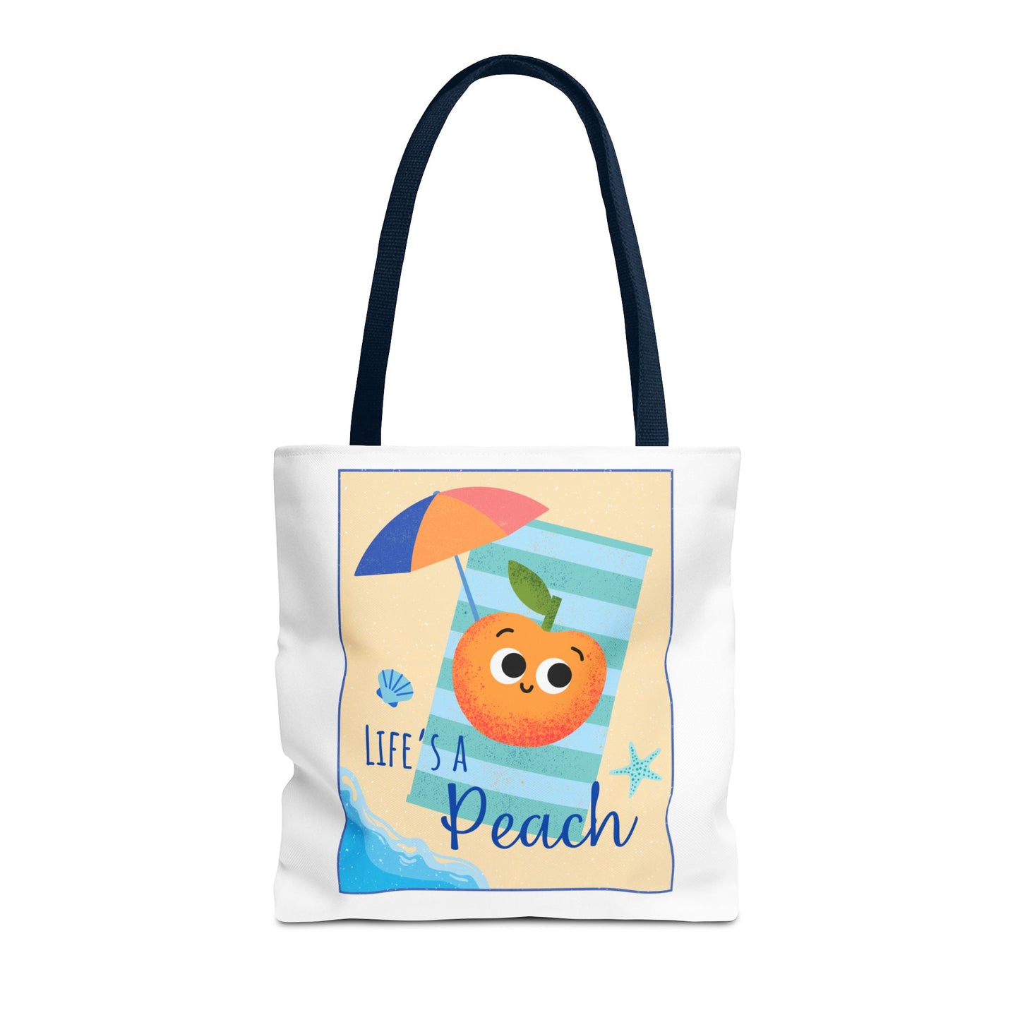 Colorful Summer Tote Bag - 'Life's a Peach' Design, Beach Bag, Grocery Tote, Gift for Friends, Cute Eco-Friendly Bag