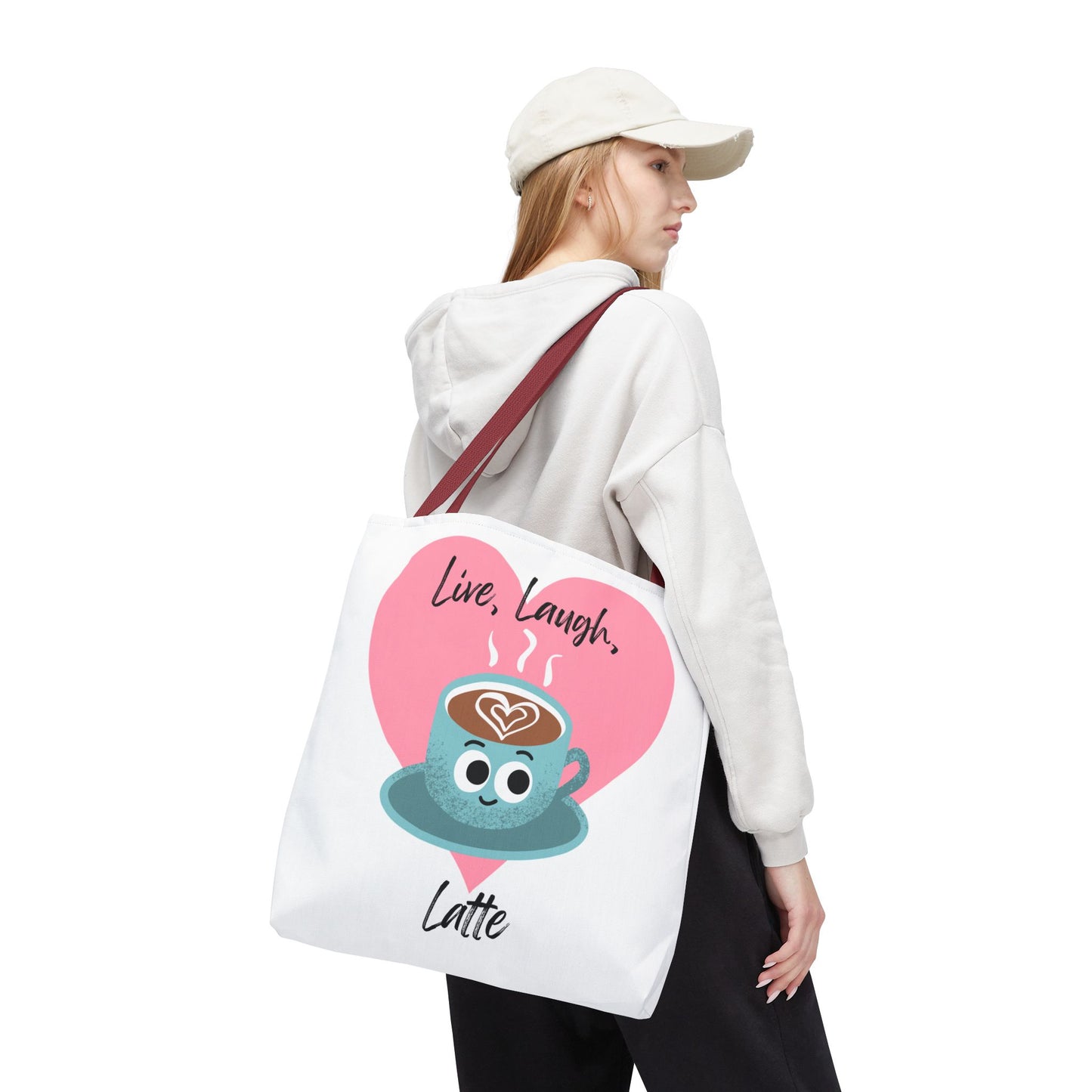 Cute Coffee Tote Bag - Live, Laugh, Latte - Perfect Gift for Coffee Lovers, Casual Carryall, Eco-Friendly, Everyday Use