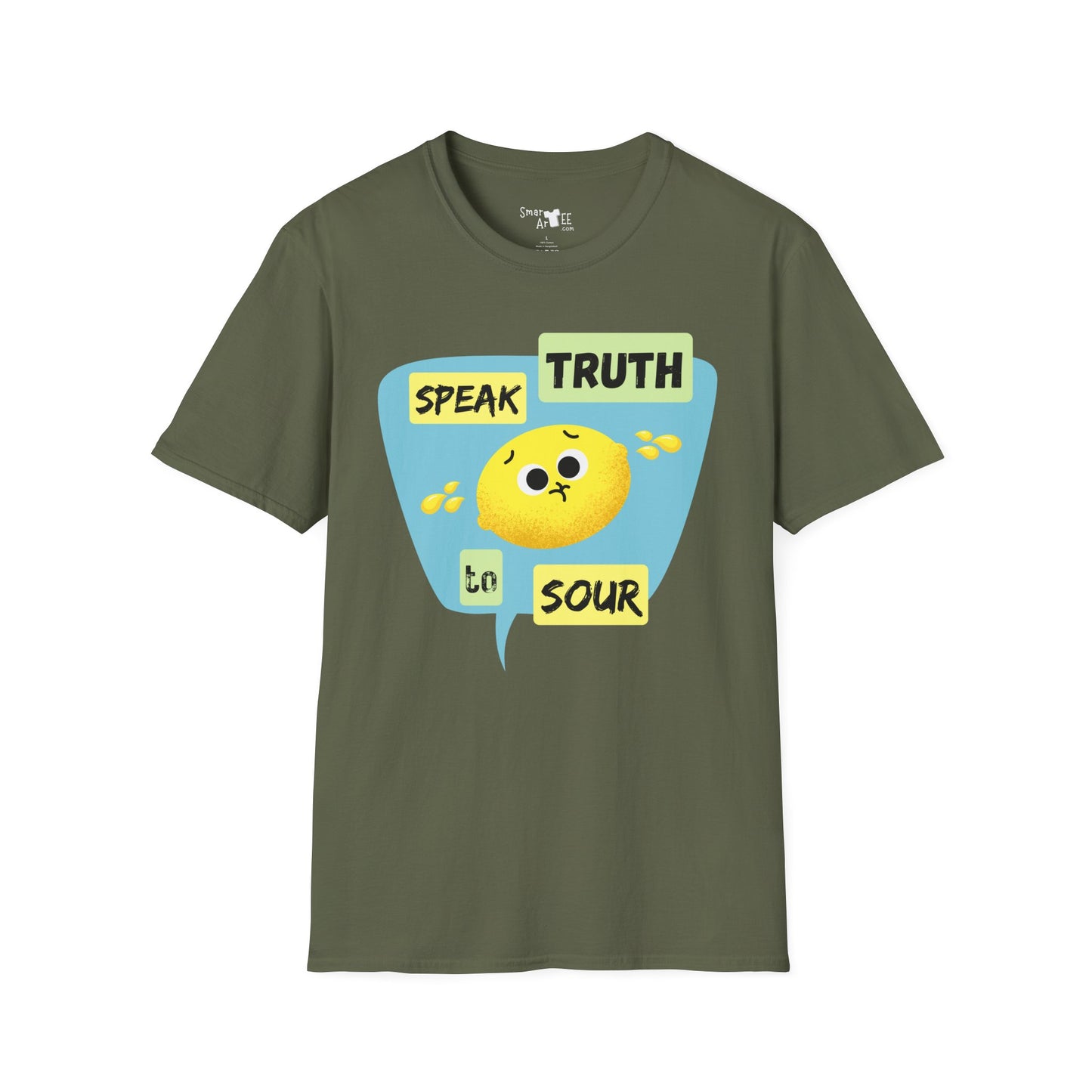 Cute Unisex Softstyle T-Shirt - 'Speak Truth to Sour' Design - Fun Casual Tee for Everyday Wear, Funny Fruit Pun, Great Gift Idea