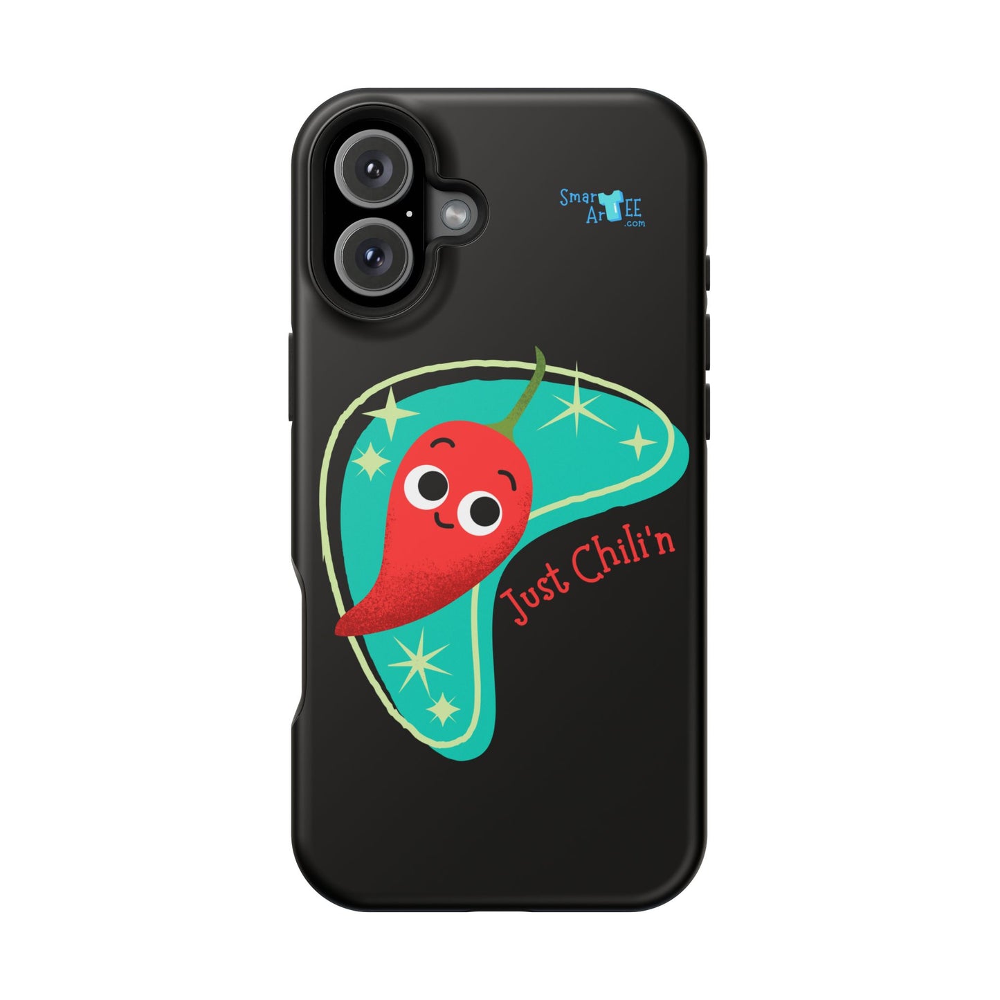 Chili Themed Phone Case, Just Chilin' Design, Fun Accessory, Unique Gift, Vibrant Protection, Perfect for Foodies, Holiday Cheer