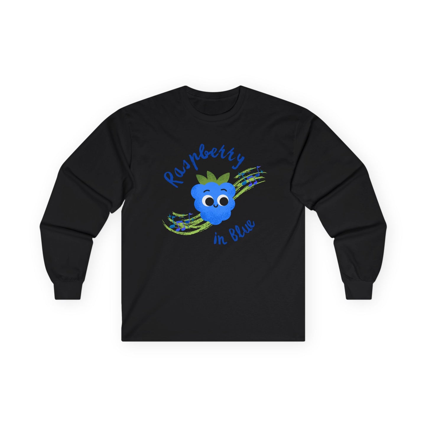 Raspberry Vibes Long Sleeve Tees | Cute Fruit Shirt, Gift for Friends, Summer Style, Raspberry in Blue Design, Eco-Friendly Fashion