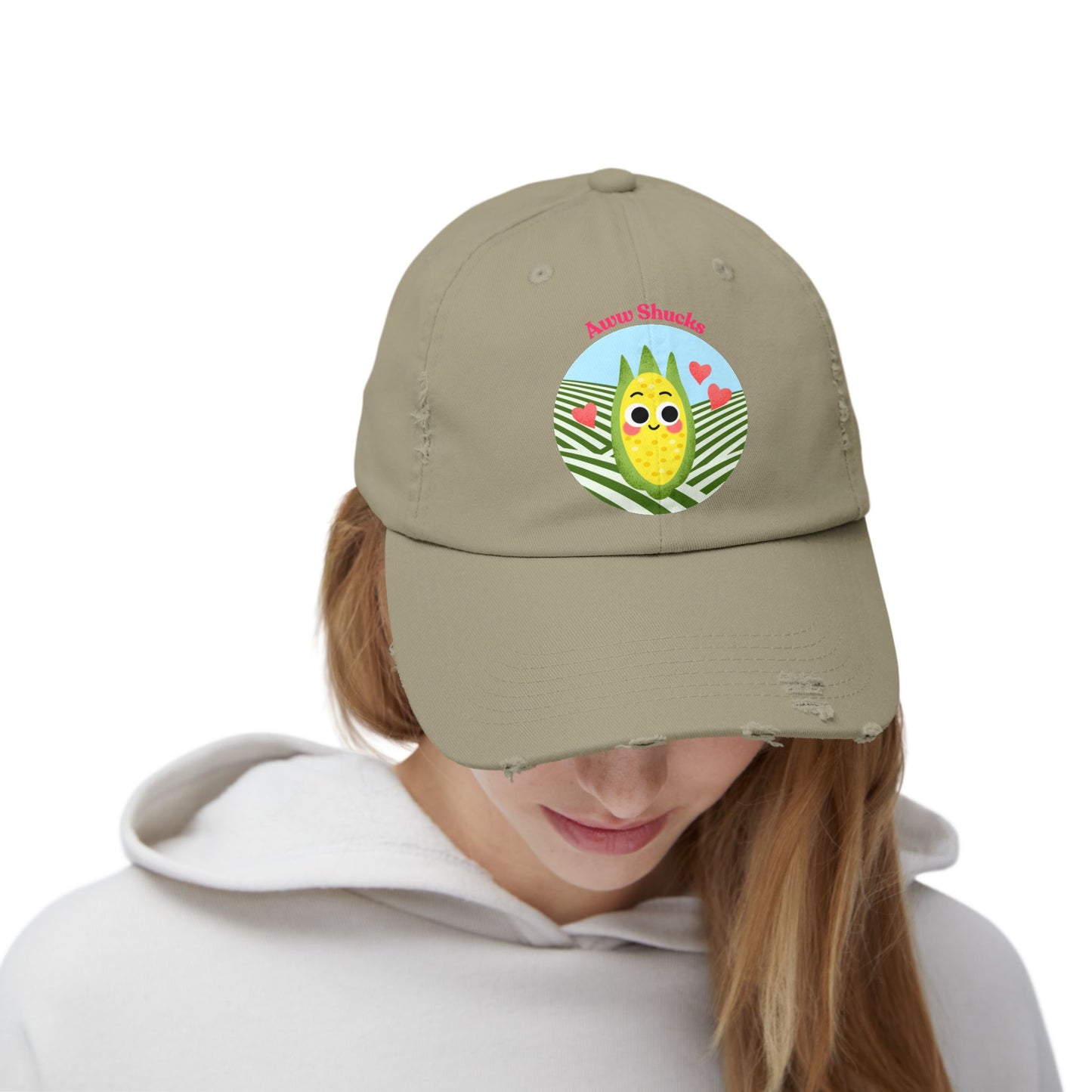 Cute Corn Cob Pun Cap, Unisex Distressed Trendy Hats, Fun Accessory, Gift for Friends, Casual Wear