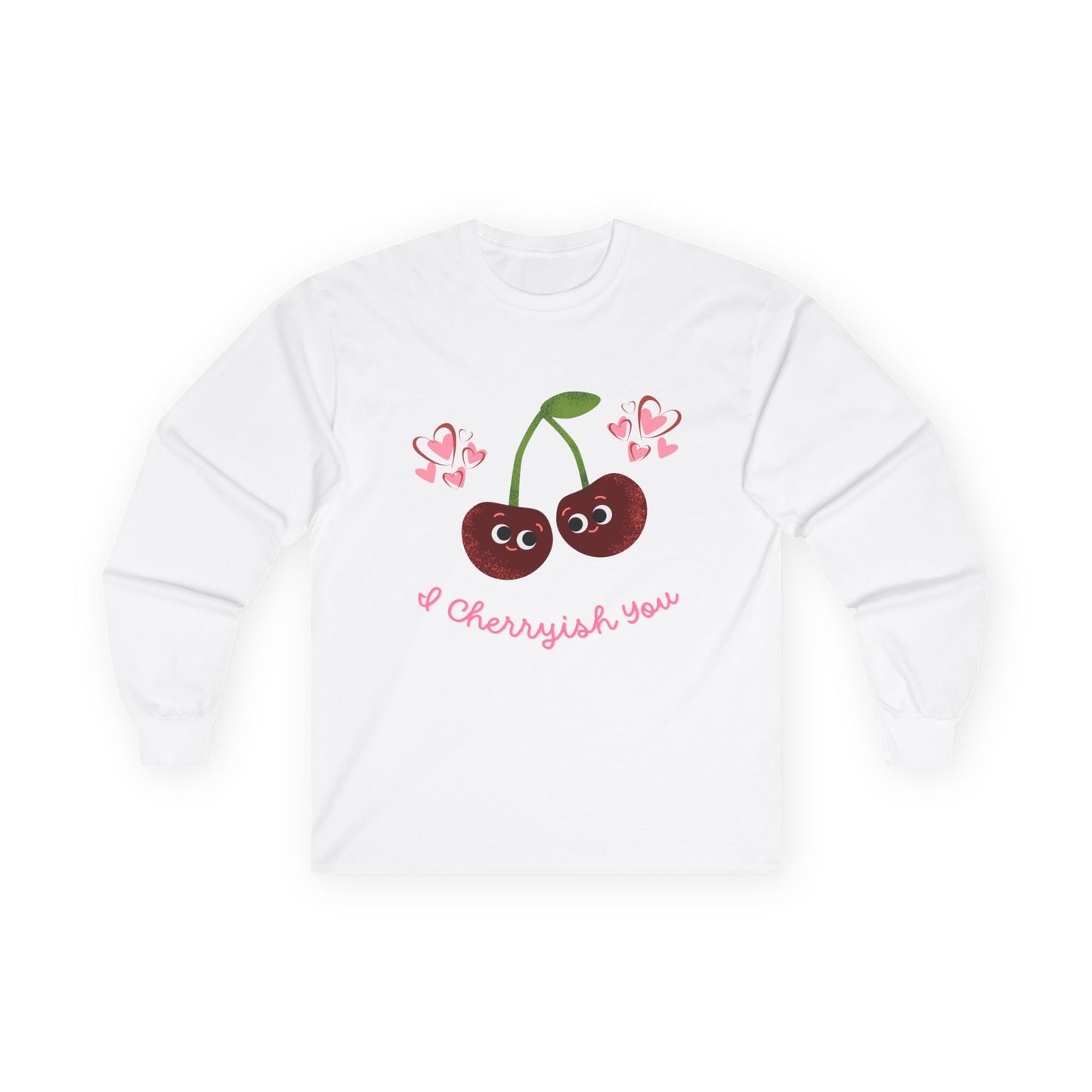 Cherry Love Long Sleeve Tees, Cute Valentine's Gift, Unisex Fun Shirt, Couple Matching Outfit, Seasonal Fashion Apparel