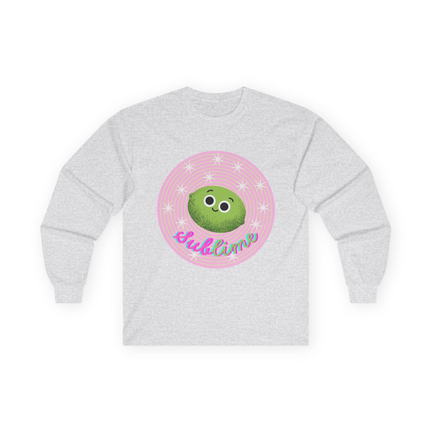 Sublime Lime Cute Graphic Long Sleeve Tee, Unisex Tee, Gift for All Ages, Casual Wear, Fruit Pun Apparel, Graphic Tee