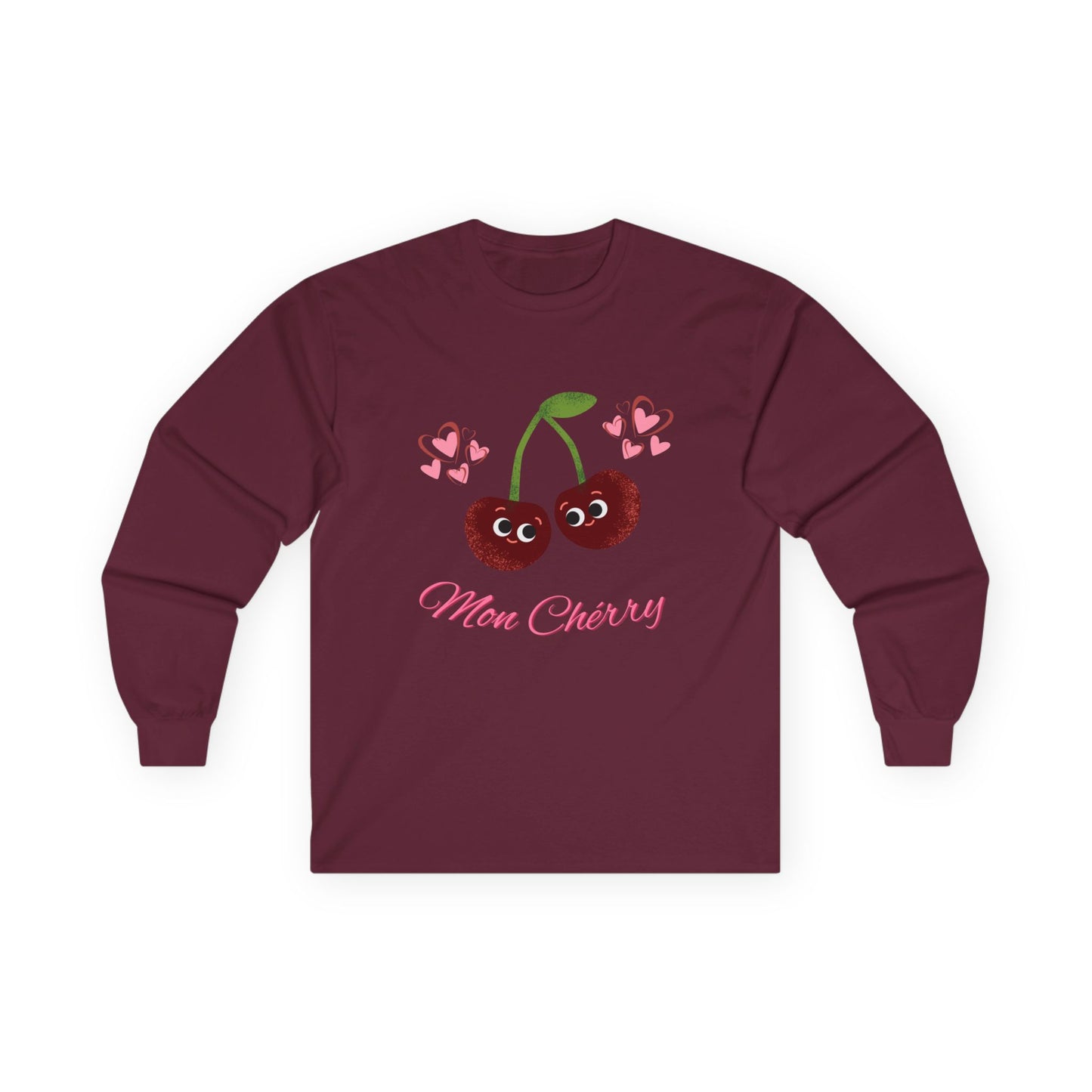 Cute Cherry Long Sleeve Tees, Playful Fruit Shirt, Valentine's Gift, Unisex Casual Wear, Fashionable Everyday Top