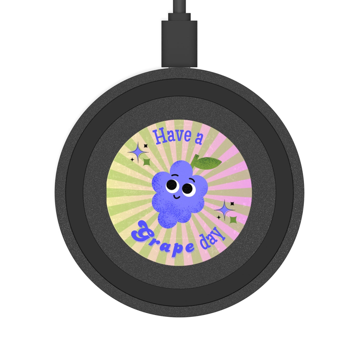 Wireless Charging Pad with Grape Design, Cute Tech Accessory, Gifts for Students, Bundle with Air Pod Case, Eco-Friendly Charging Solution