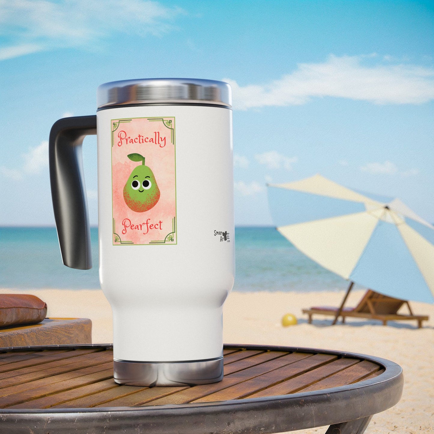 Cute Pear Travel Mug, Stainless Steel Coffee Cup, Funny Gift for Mom, Unique Drinkware, Adorable Insulated Tumbler