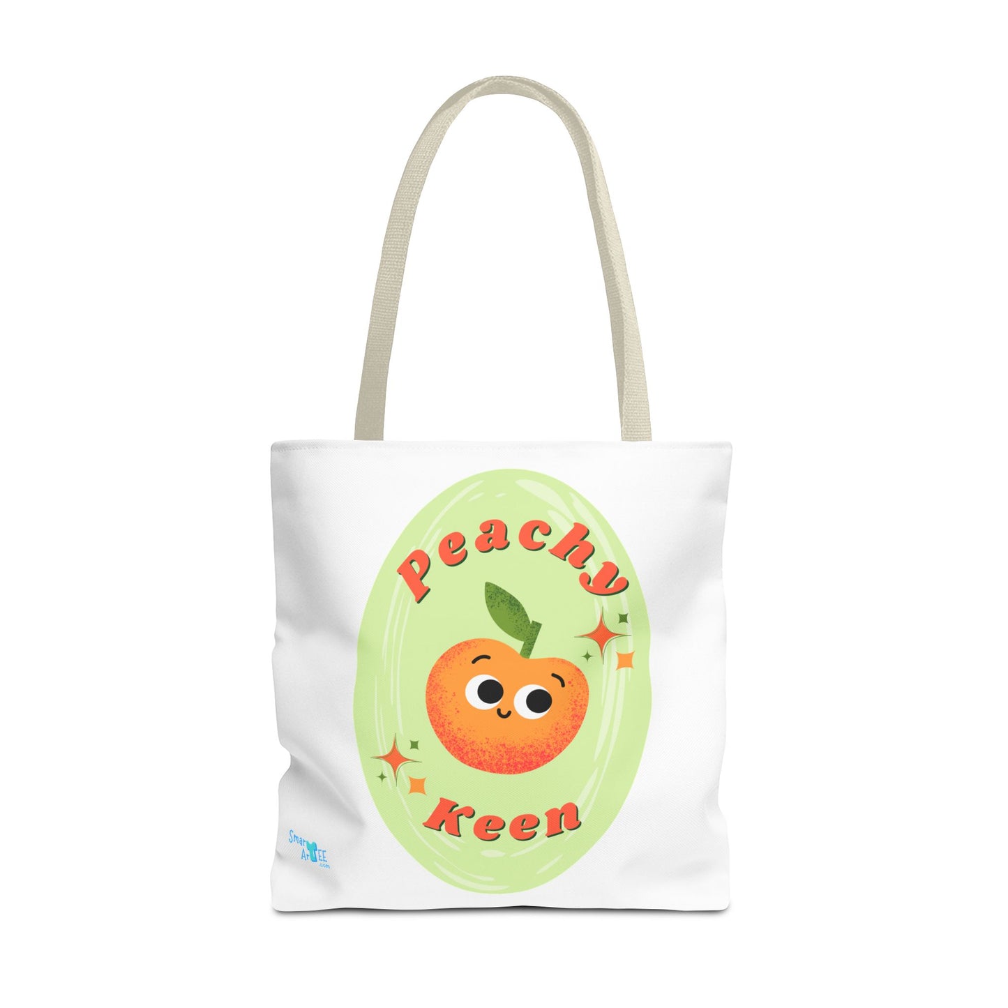 Peachy Keen Tote Bag, Cute Fruit Tote, Eco-Friendly Shopping Bag, Reusable Grocery Tote, Gift for Fruit Lovers