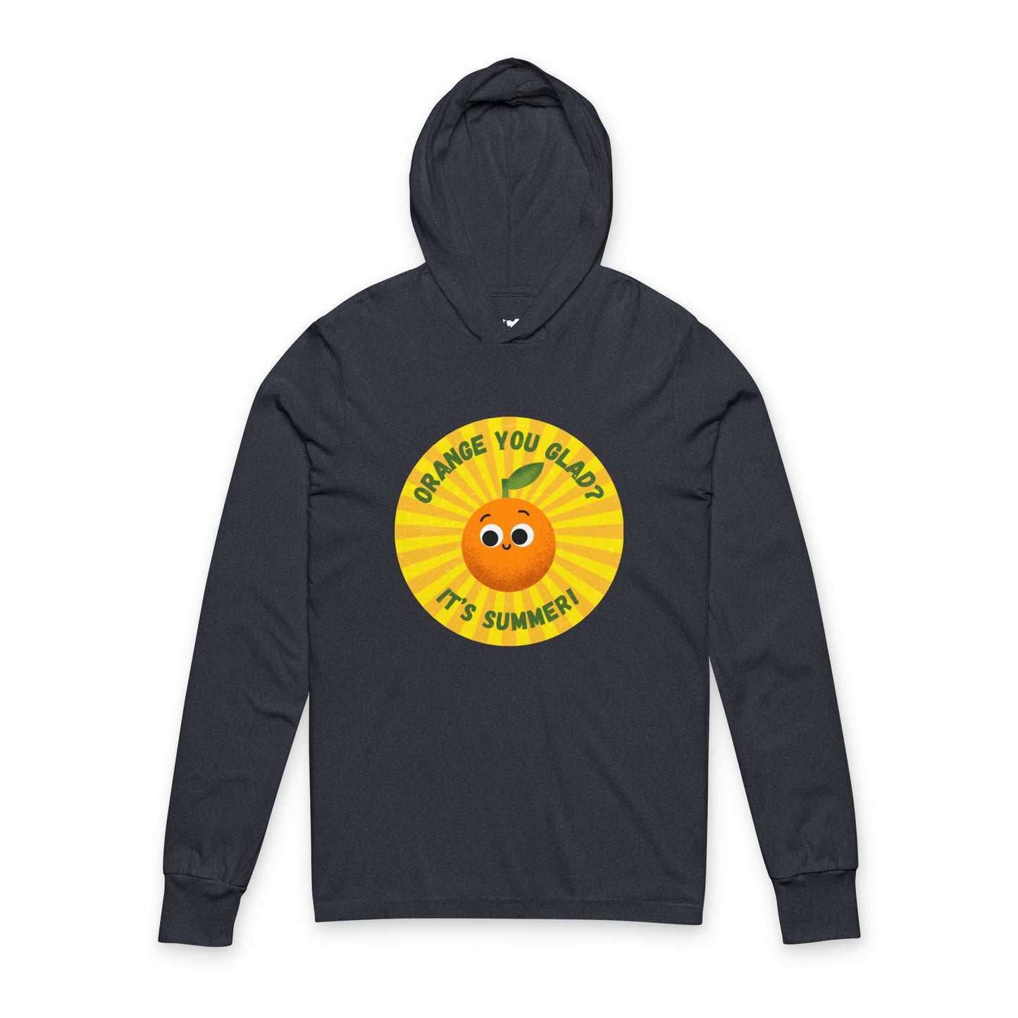 Summer Vibes Unisex Hooded Long Sleeve Shirt, Cute Orange Graphic Pun Shirt Gift for Summer Lovers, Funny Summer Apparel