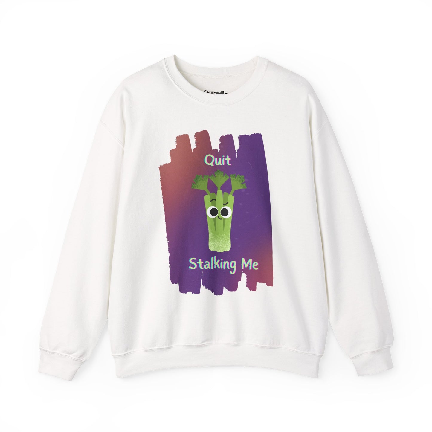 Funny Celery Pun Sweatshirt, Graphic on Front, Quit Stalking Me Crewneck, Unisex Crewneck, Quirky Graphic Pullover