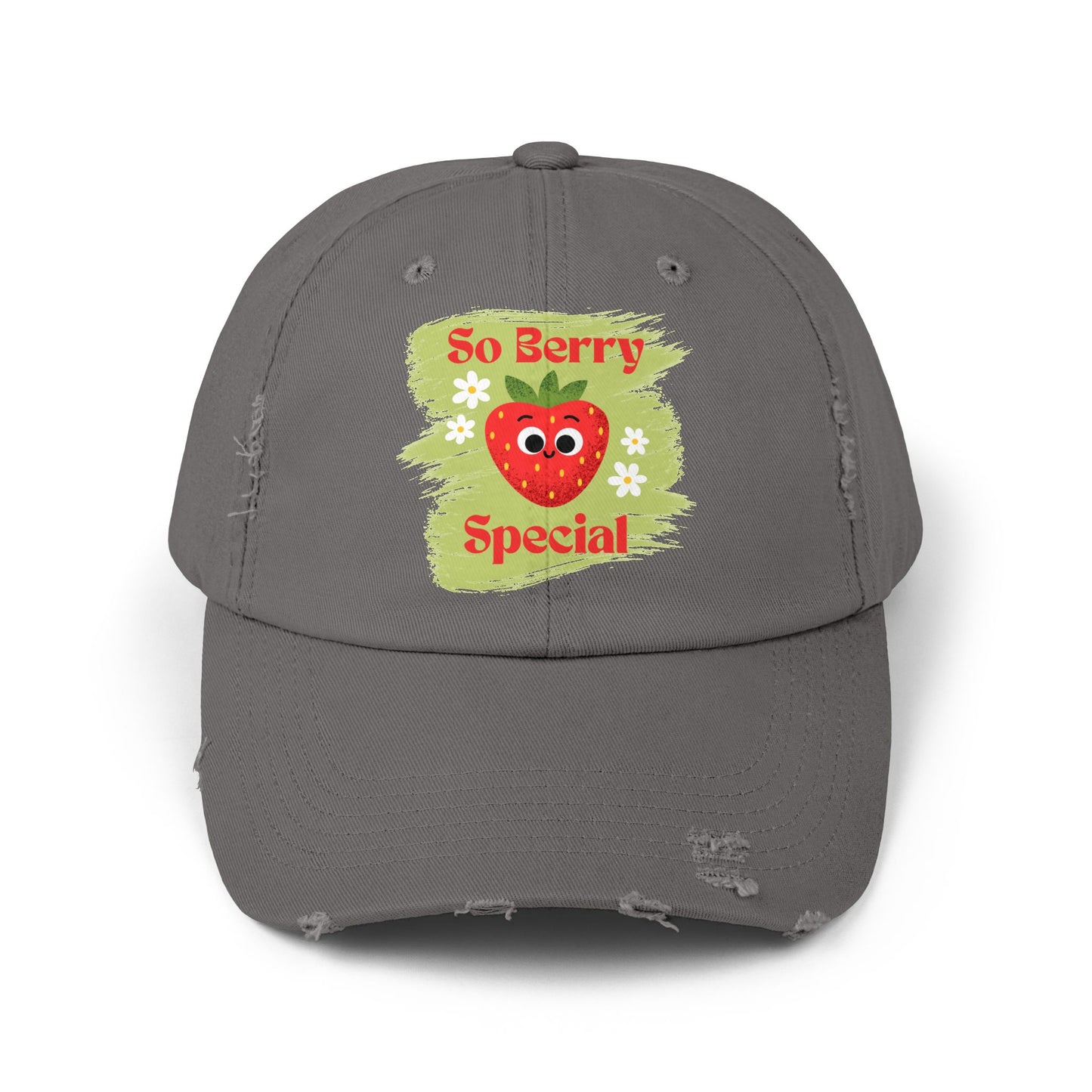 So Berry Special Distressed Cap, Fun Summer Hats, Casual Fashion Accessory, Gift for Friends, Cute Strawberry Cap