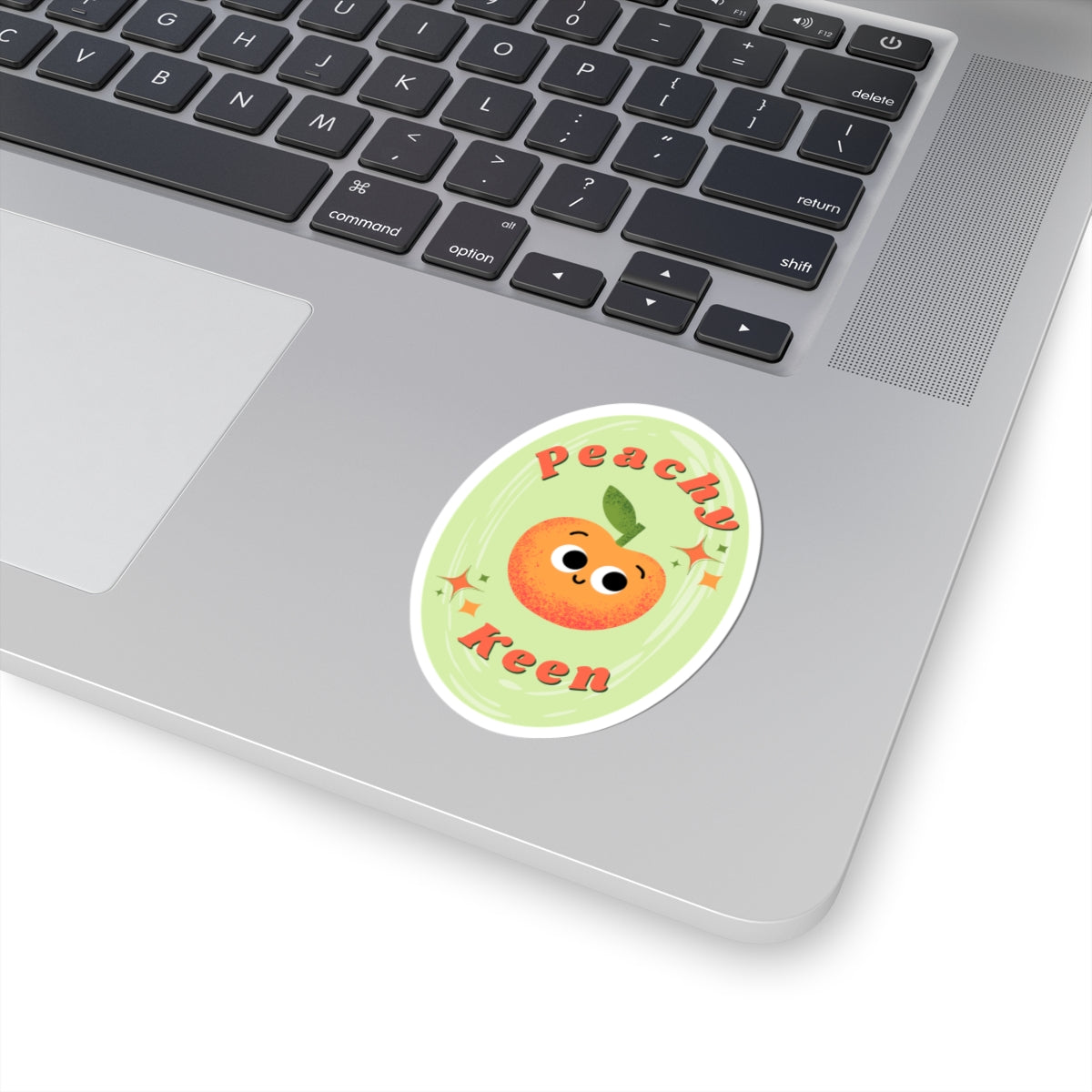 Peachy Keen Kiss-Cut Stickers | Fun Fruit Decor, Cute MacBook Sticker, Peach Aesthetic, Gift for Friends, Planner Decoration
