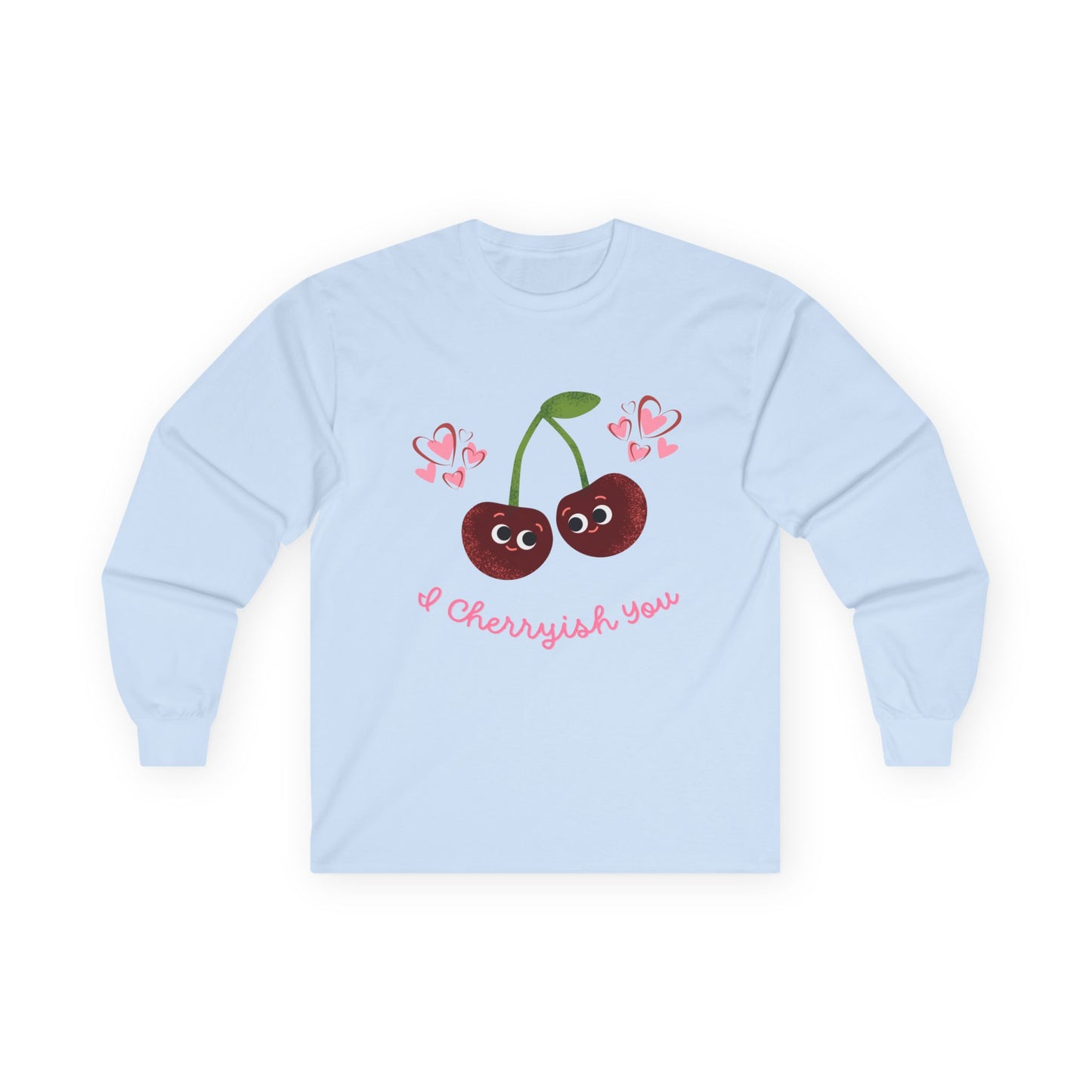 Cherry Love Long Sleeve Tees, Cute Valentine's Gift, Unisex Fun Shirt, Couple Matching Outfit, Seasonal Fashion Apparel