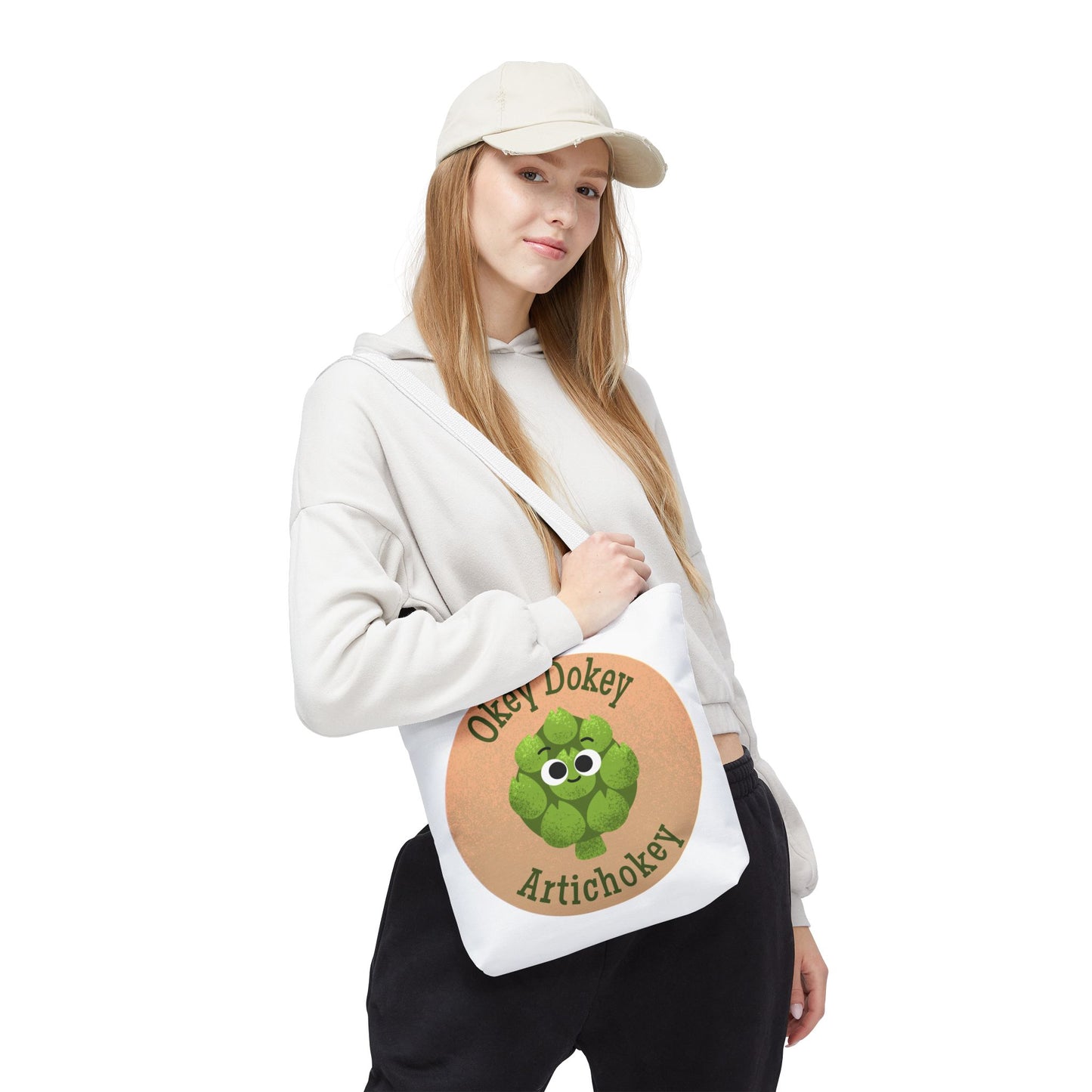 Playful Artichoke Tote Bag - Okey Dokey, Reusable Shopping Tote, Eco-Friendly Gift, Fruits & Veggies Lover, Cute Grocery Bag