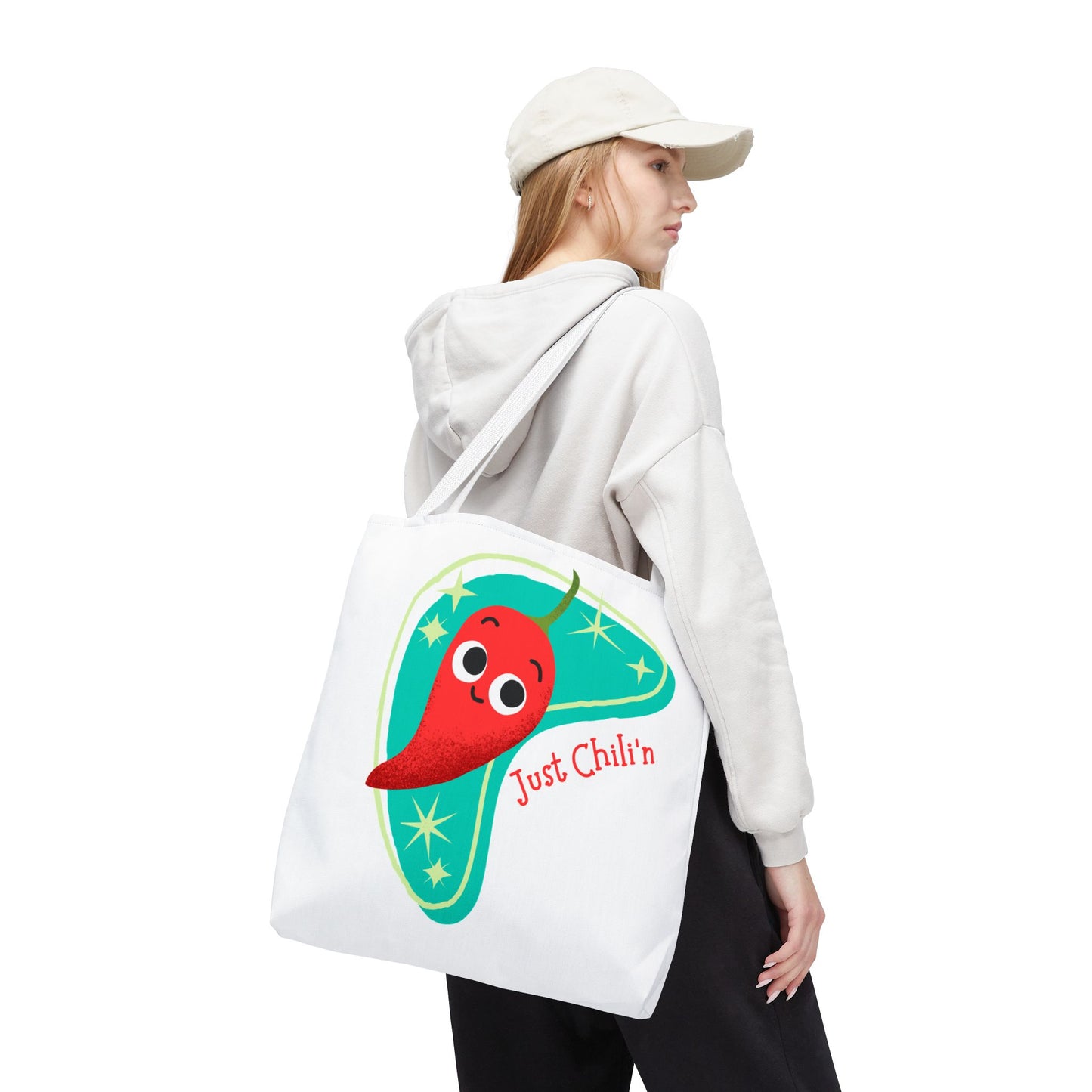 Cute Chili Pepper Tote Bag - Just Chillin', Reusable Grocery Bag, Beach Tote, Gift for Veggie Lovers, Summer Vibes
