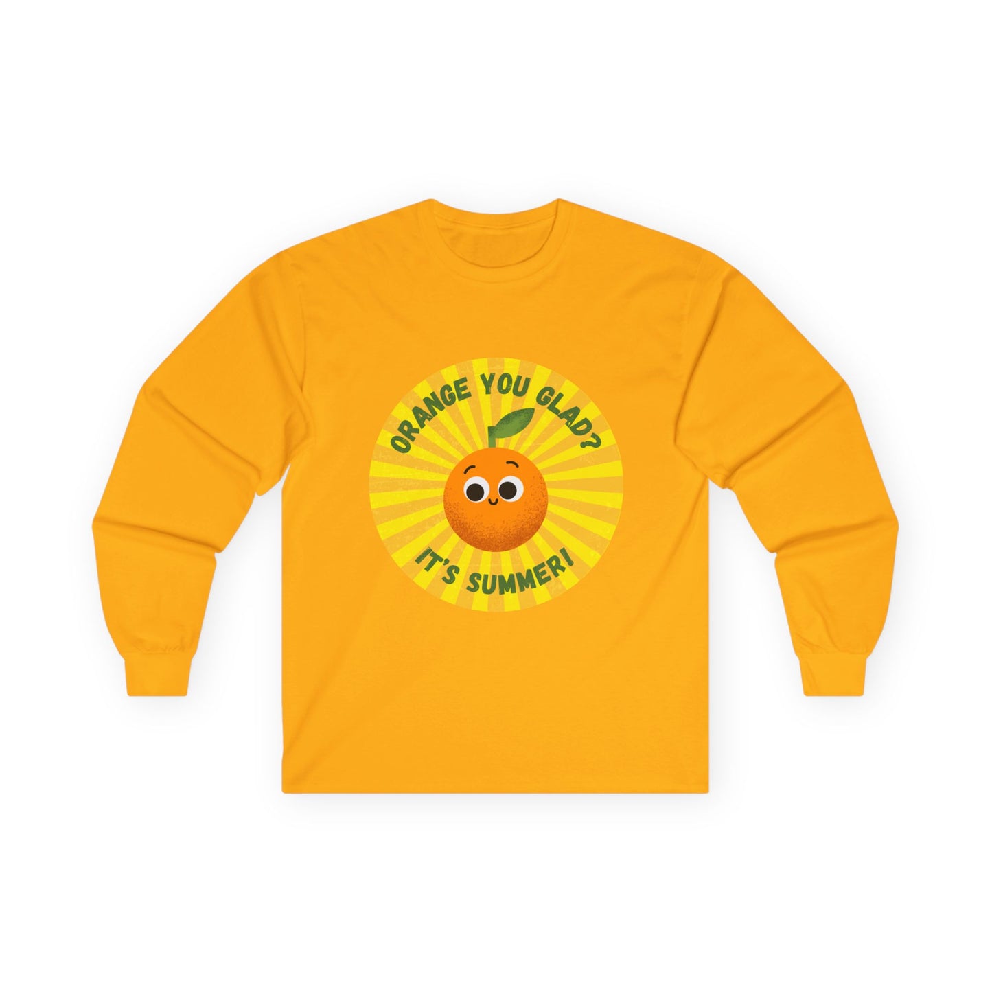 Summer Vibes Long Sleeve Tees - Fun Orange Design, Cute Gift for Sunny Days, Perfect for Casual Outings, Festivals, and Birthdays