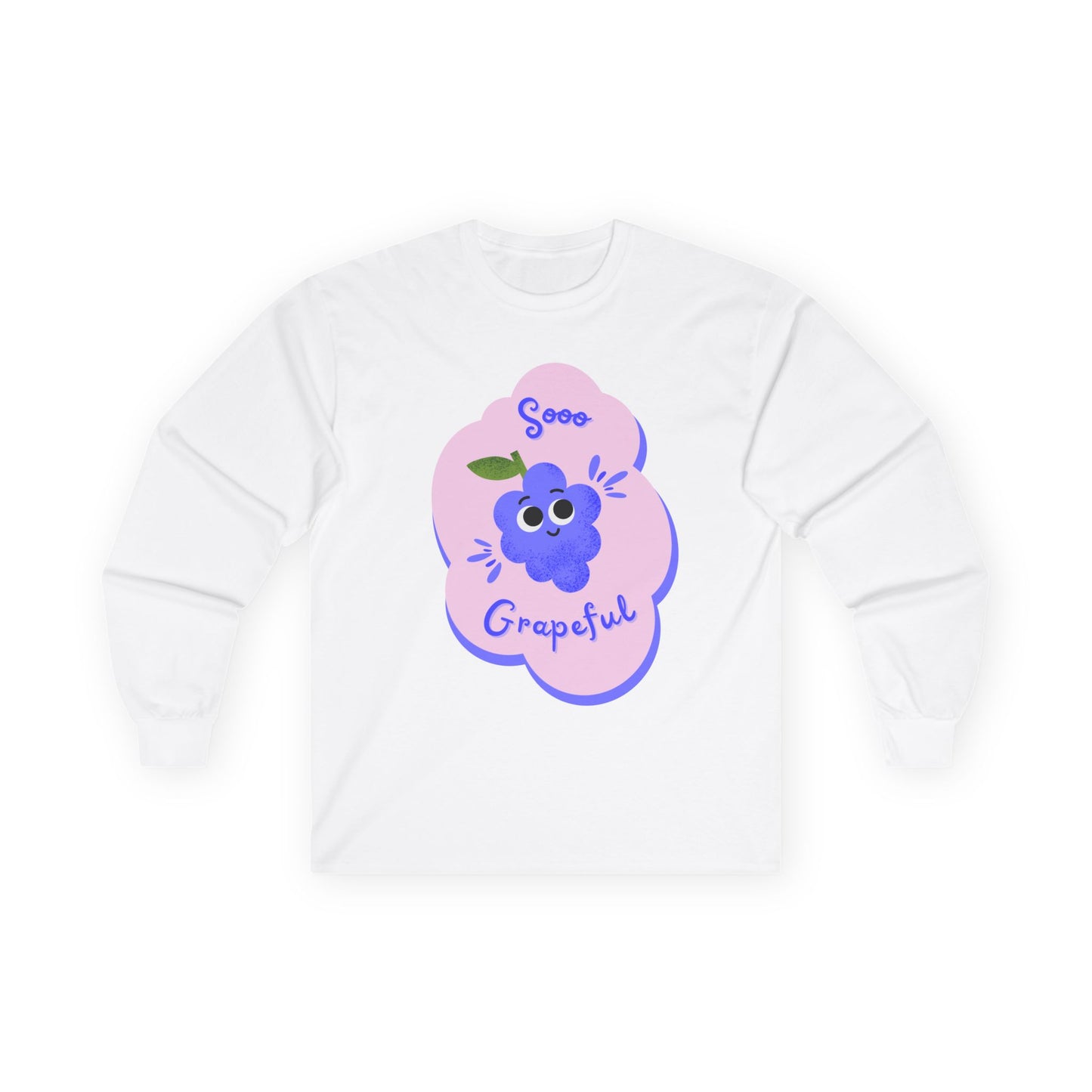 Sooo Grapeful Long Sleeve Tees, Funny Casual Shirt, Gift for Fruit Lovers, Fall Fashion, Thanksgiving Apparel, Everyday Comfort