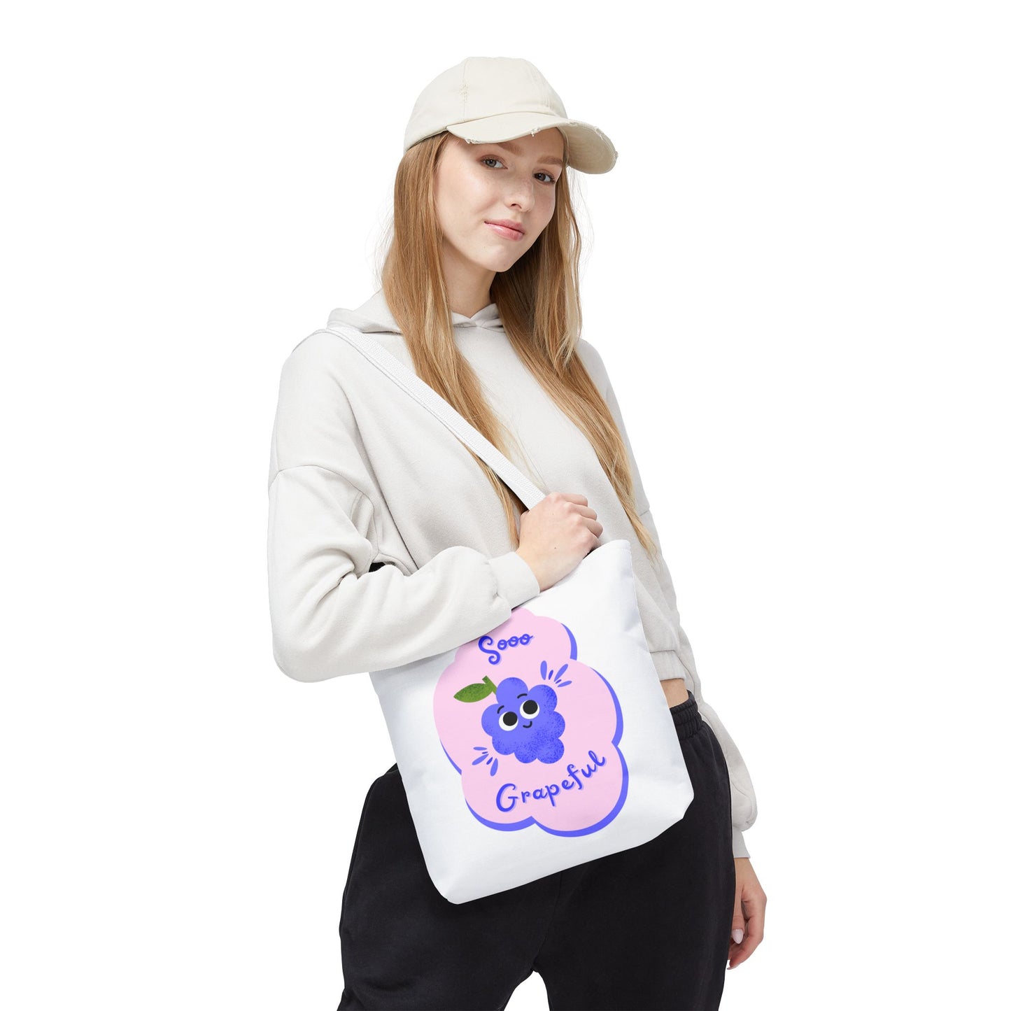 Cute Grape Tote Bag, Sooo Grapeful Shopping Bag, Eco-Friendly Grocery Tote, Fun Fruit Gift, Summer Beach Bag