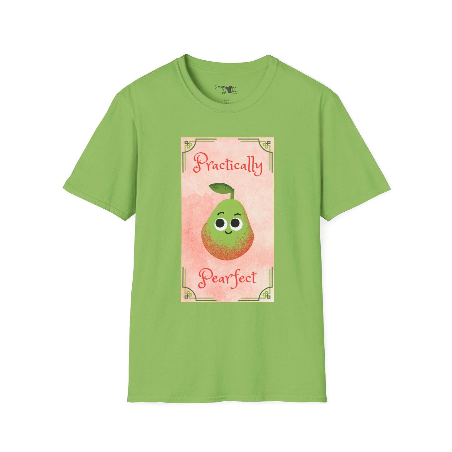 Practically Pearfect Unisex Softstyle T-Shirt - Cute Fruit Graphic Tee for Fun Occasions, Funny Fruit Pun, Great Gift Idea