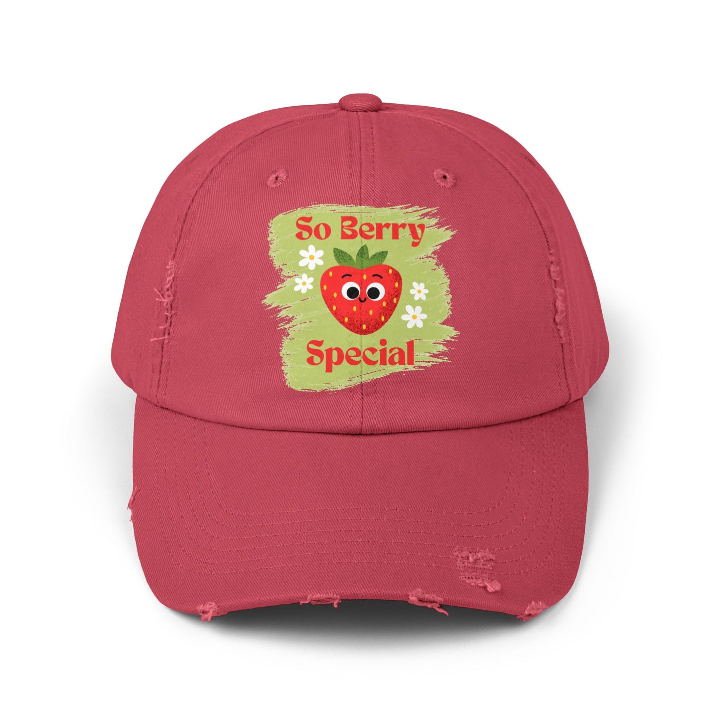 So Berry Special Distressed Cap, Fun Summer Hats, Casual Fashion Accessory, Gift for Friends, Cute Strawberry Cap