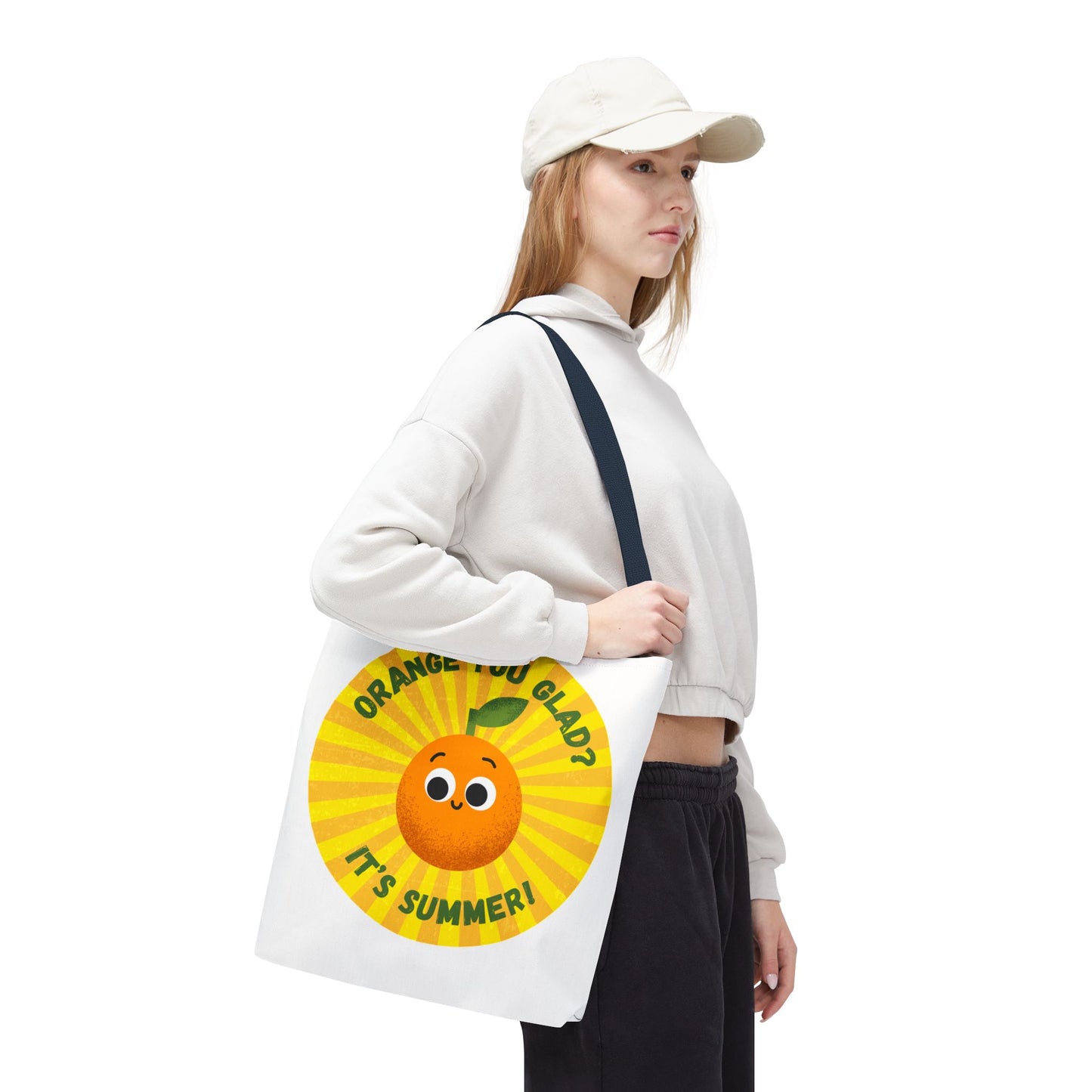 Summer Vibe Tote Bag with Cute Orange Design, Beach Bag, Gift for Friends, Eco-Friendly Shopping, Fun Accessory for Summer