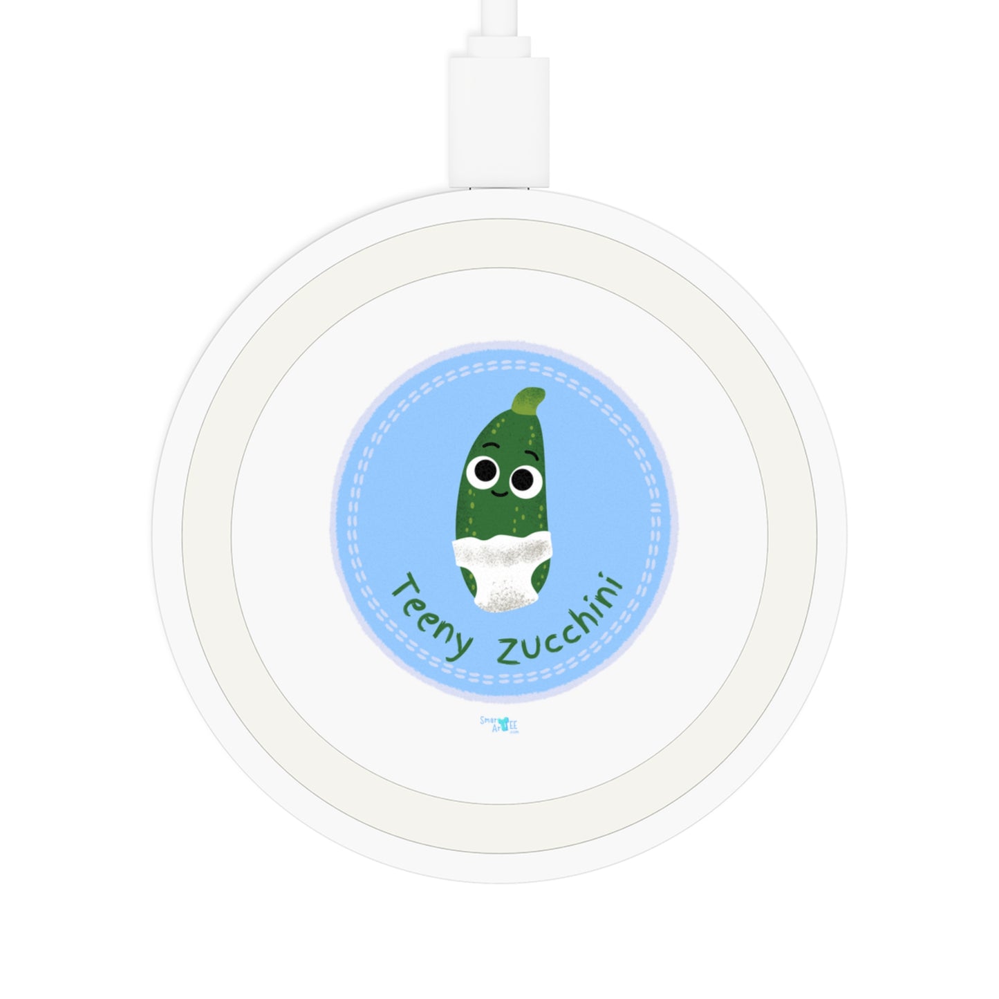 Cute Teeny Zucchini Wireless Charging Pad, Quirky Desk Accessory, Fun Gift for Veggie Lovers, Eco-Friendly Tech, Bundle With Air Pod Case