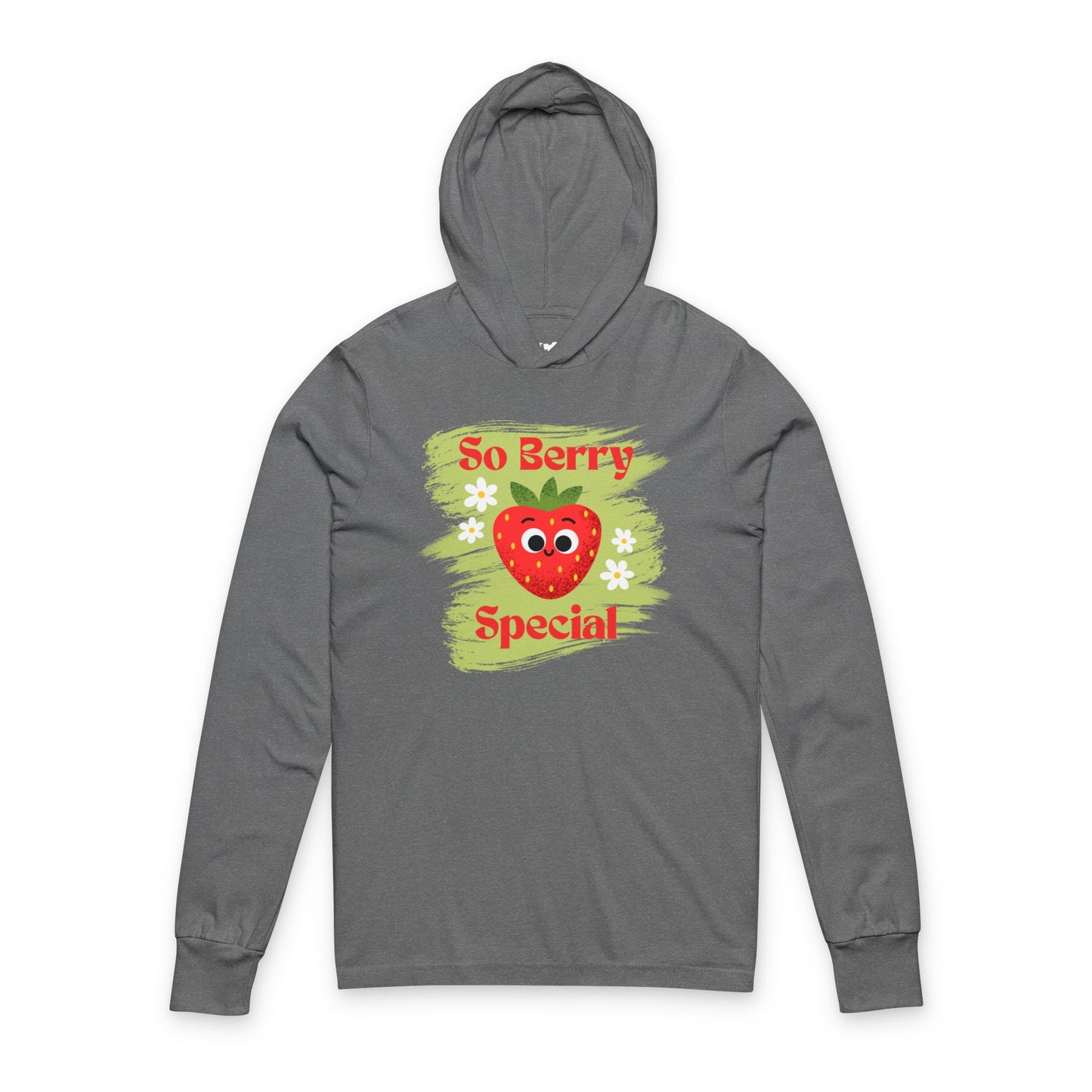 So Berry Special Unisex Hooded Long Sleeve Shirt - Cute Fruit Design, Spring Fashion, Gift for All Ages, Fun Casual Wear, Strawberry Lovers