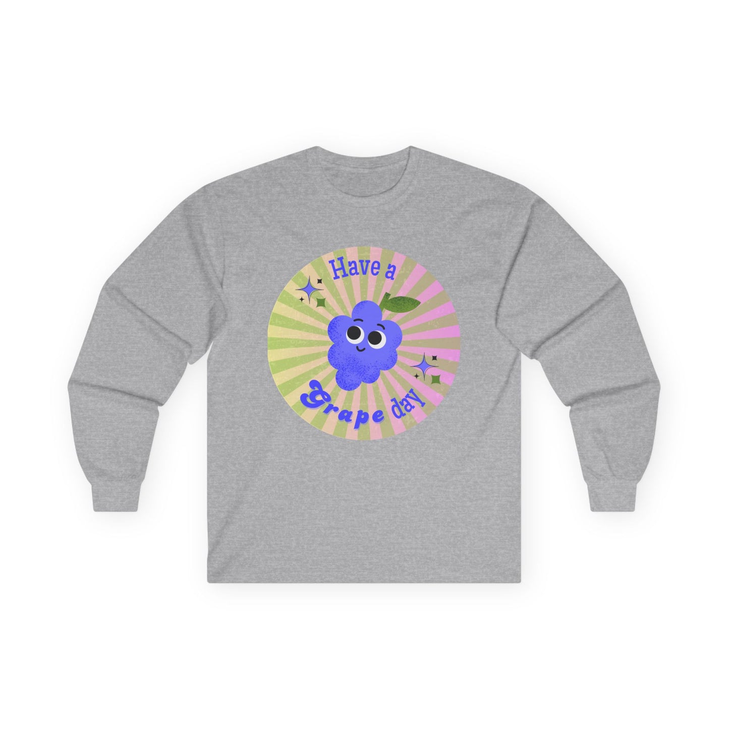 Grape-Themed Long Sleeve Tees for Fun Celebrations, Unisex Cotton Tee, Gift for Fruit Lovers, Perfect for Parties, Casual Wear