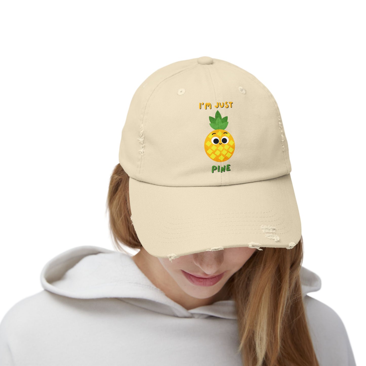 Cute Pineapple Distressed Cap, Fun Summer Pun Hats, Unisex Cap, Casual Beachwear, Perfect Gift for Fruit Lovers, Everyday Accessories
