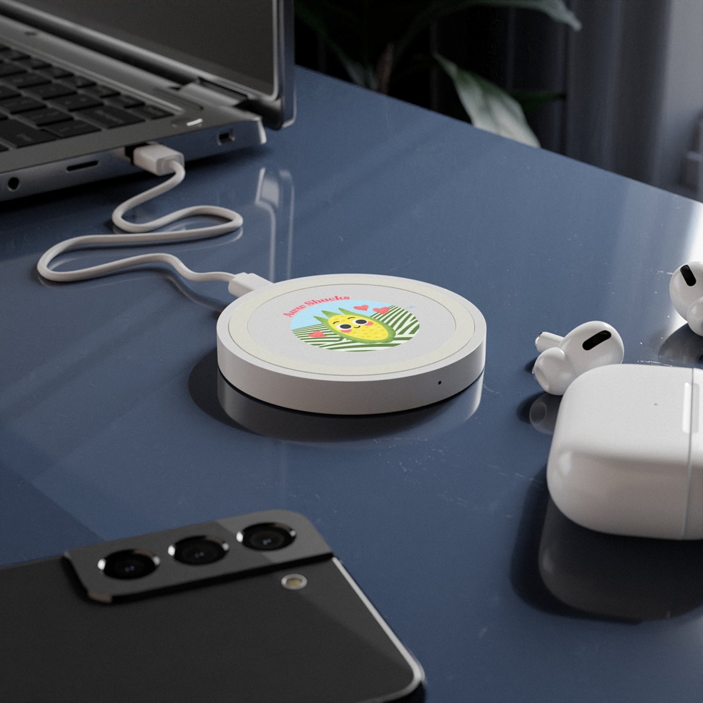 Cute Quake Wireless Charging Pad, Aww Shucks, Bundle With Air Pod Case, Gifts for Tech Lovers, Fun Desk Accessories, Unique Holiday Gift