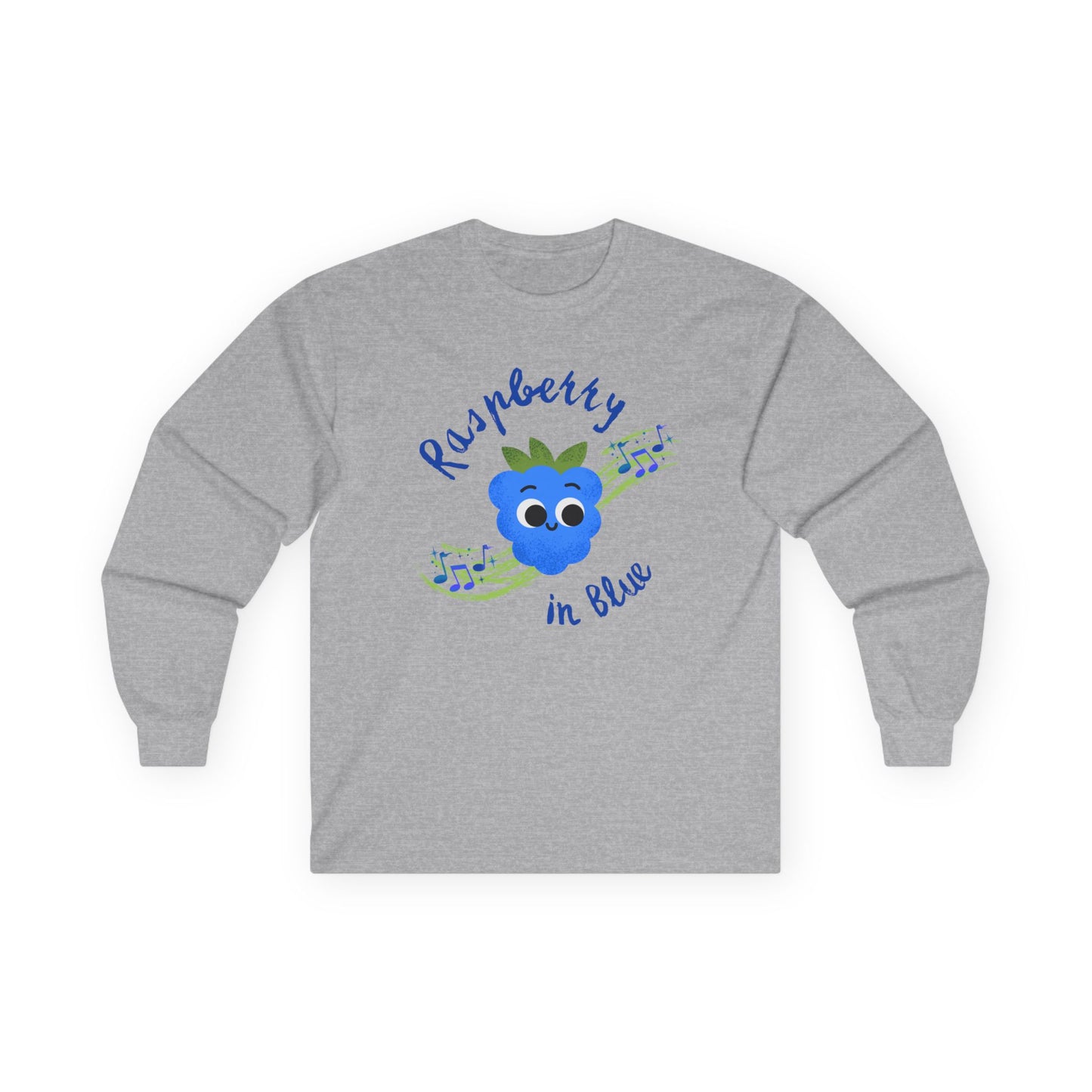 Raspberry Vibes Long Sleeve Tees | Cute Fruit Shirt, Gift for Friends, Summer Style, Raspberry in Blue Design, Eco-Friendly Fashion