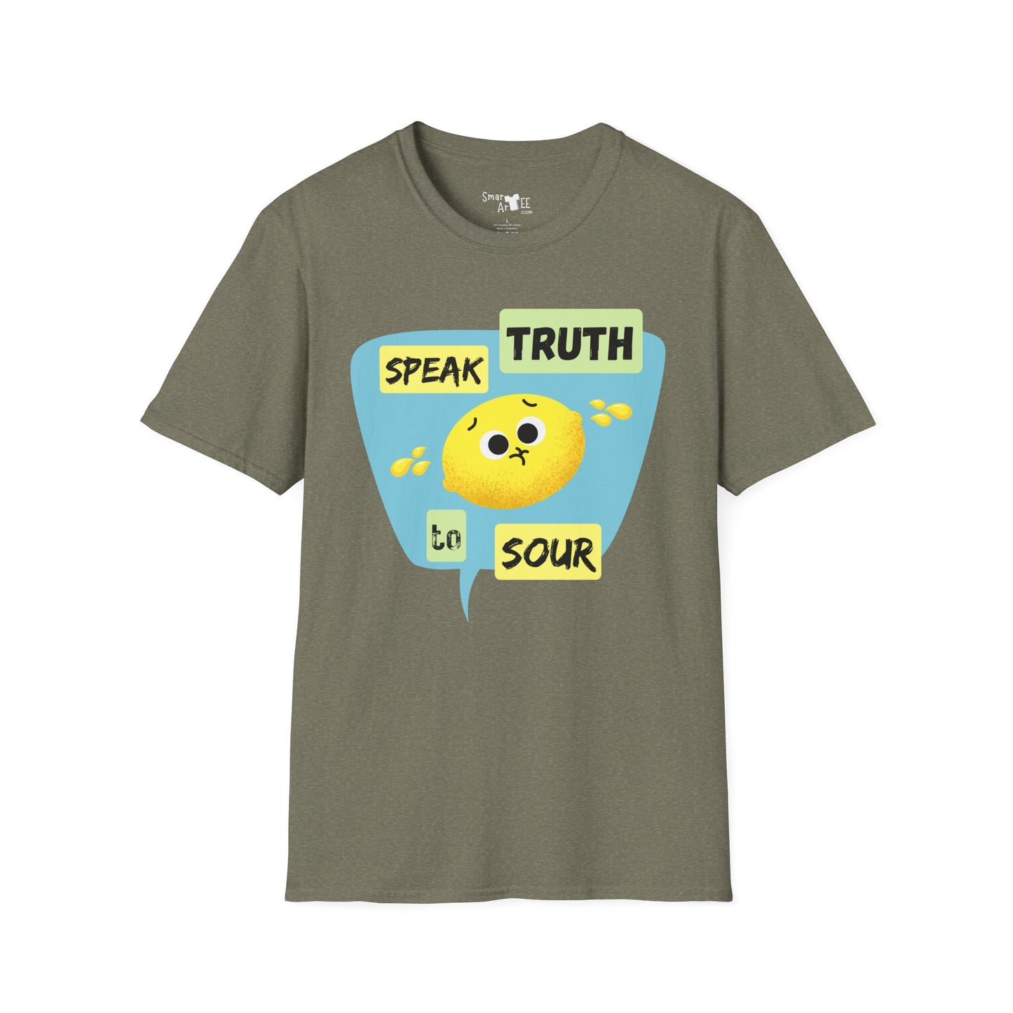 Cute Unisex Softstyle T-Shirt - 'Speak Truth to Sour' Design - Fun Casual Tee for Everyday Wear, Funny Fruit Pun, Great Gift Idea