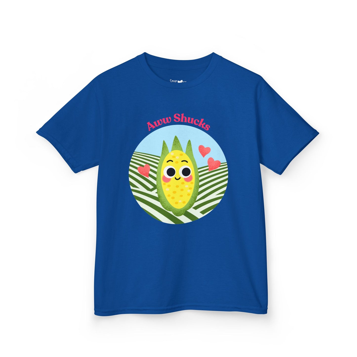 Cute Kids Tee with Aww Shucks Corn Design, Fun Summer Shirt for Children, Ideal for Birthdays, Playdates, and Family Outings, Youth Apparel