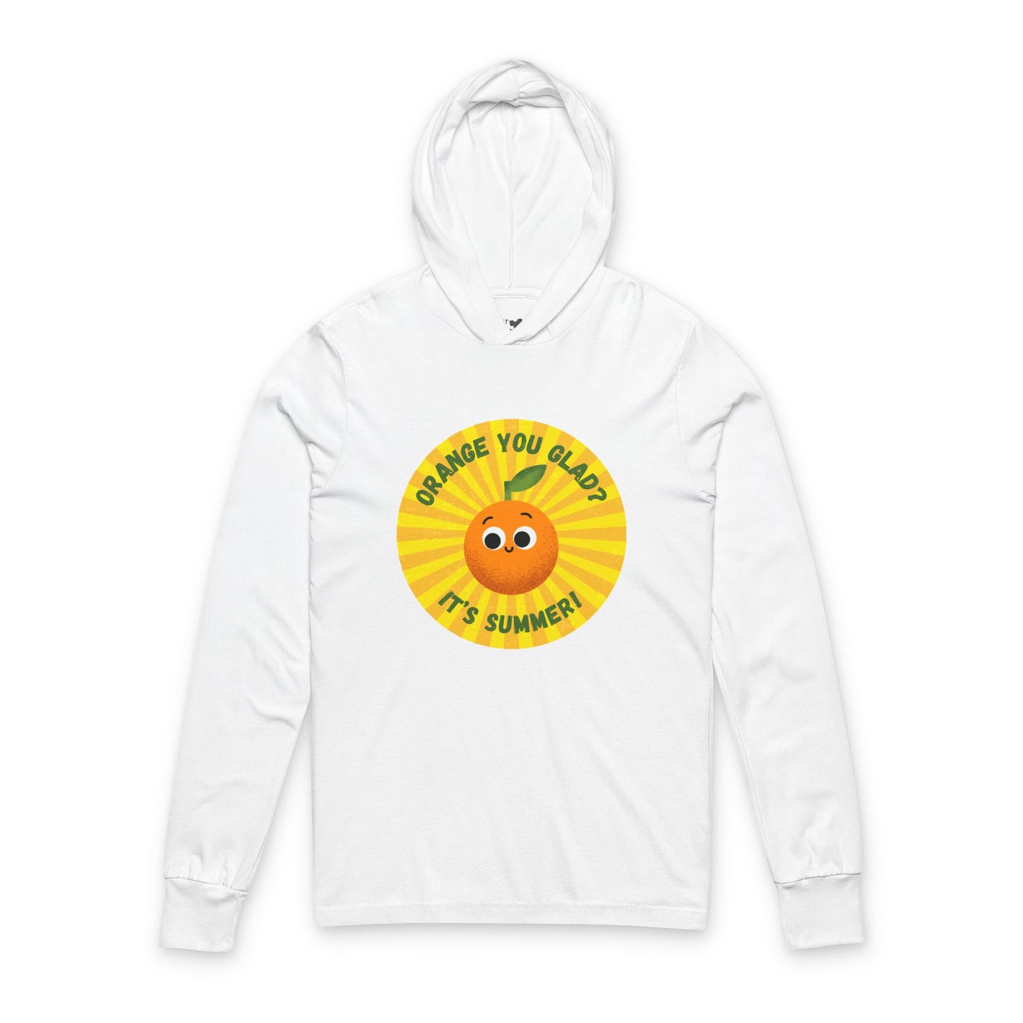 Summer Vibes Unisex Hooded Long Sleeve Shirt, Cute Orange Graphic Pun Shirt Gift for Summer Lovers, Funny Summer Apparel