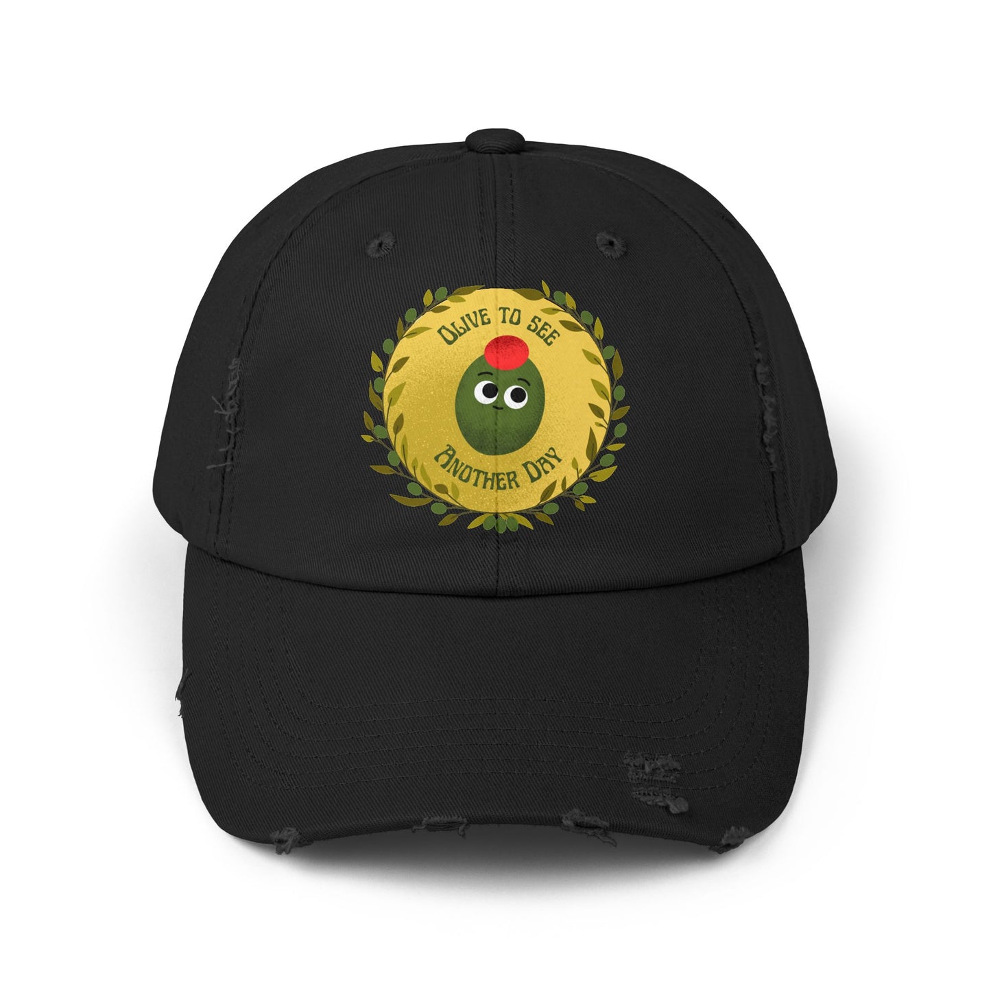 Olive to See Another Day Distressed Cap, Unisex Funny Pun Hats, Vintage Hat, Gift for Friends, Casual Wear