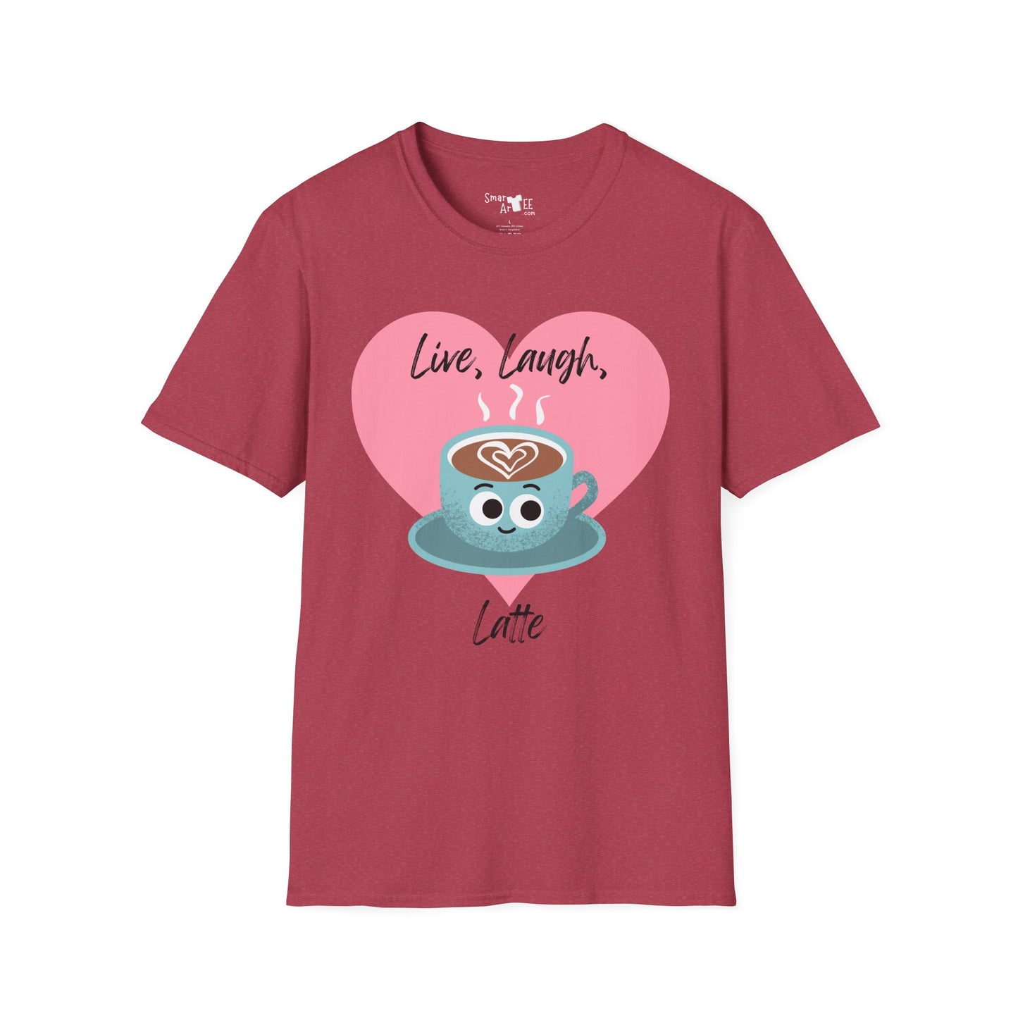 Cute Coffee Lover T-Shirt, Funny Gift for Barista, Softstyle Tee for Friends, Gift for Coffee Lovers, Live Laugh Latte Shirt