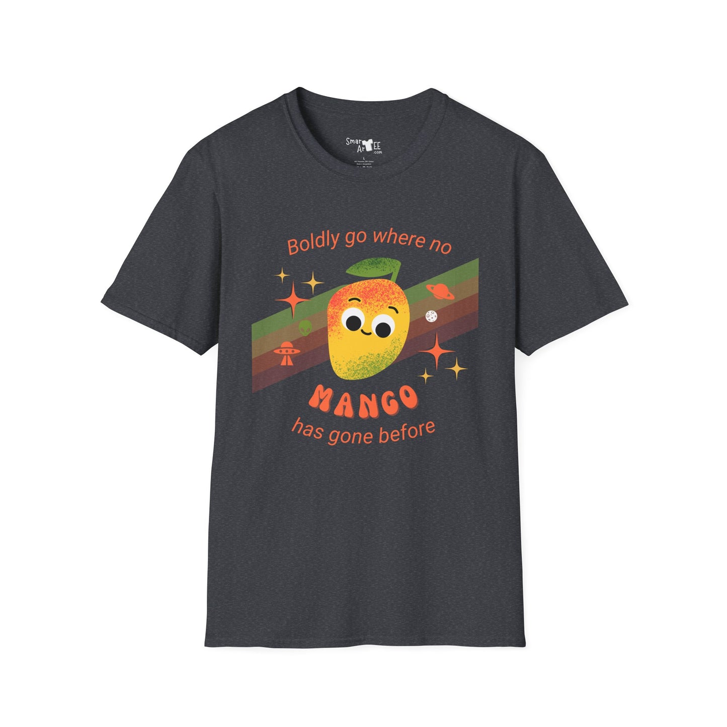 Boldly Go Mango Unisex T-Shirt, Cute Fruit Shirt, Casual Wear, Gift for Fruit Lovers, Quirky Fun Tee, Summer Vibes