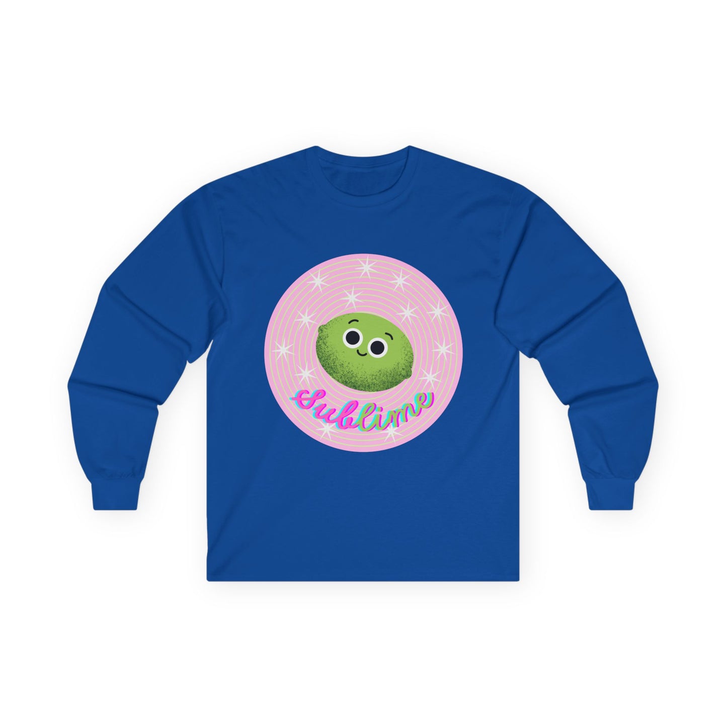 Sublime Lime Cute Graphic Long Sleeve Tee, Unisex Tee, Gift for All Ages, Casual Wear, Fruit Pun Apparel, Graphic Tee