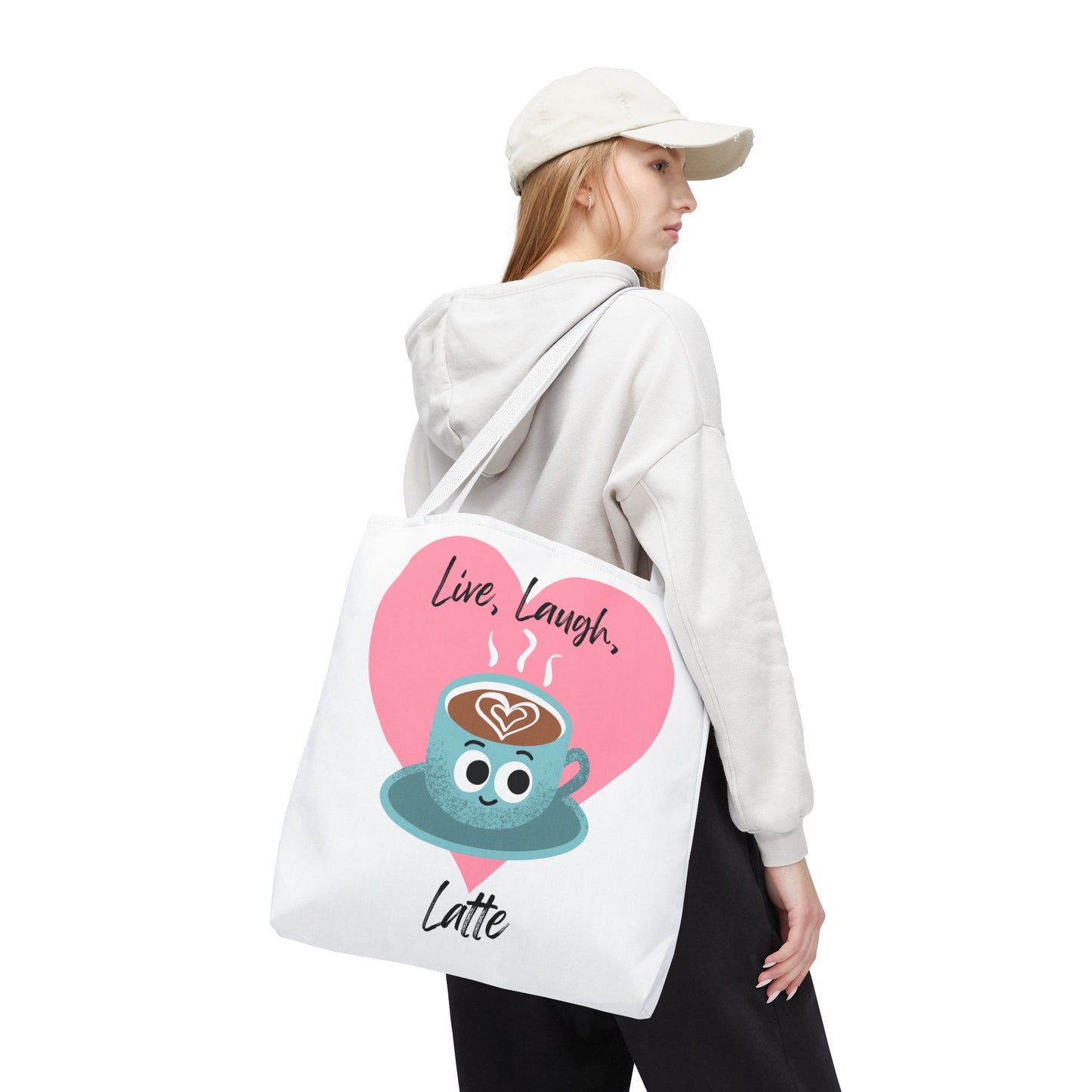 Cute Coffee Tote Bag - Live, Laugh, Latte - Perfect Gift for Coffee Lovers, Casual Carryall, Eco-Friendly, Everyday Use