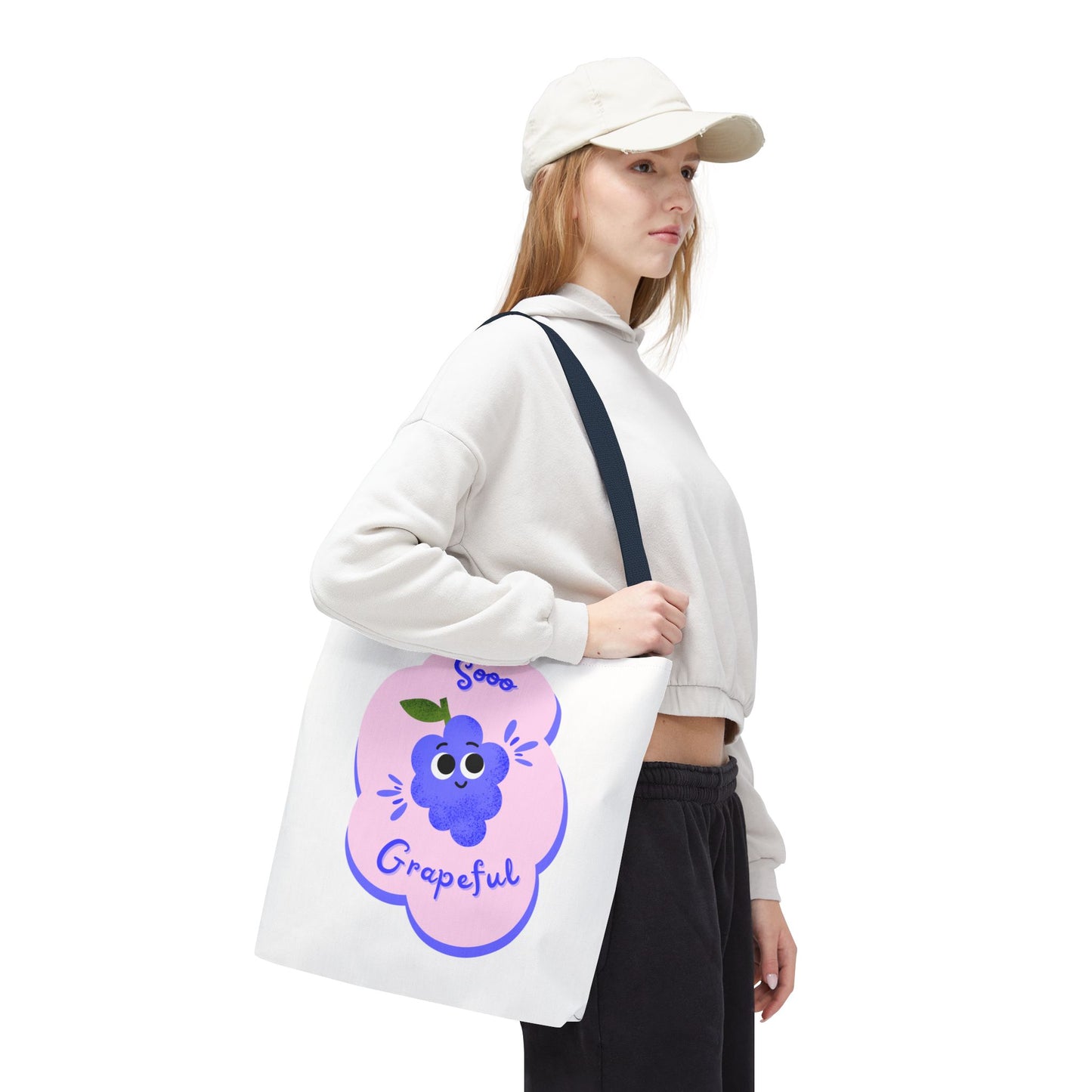 Cute Grape Tote Bag, Sooo Grapeful Shopping Bag, Eco-Friendly Grocery Tote, Fun Fruit Gift, Summer Beach Bag