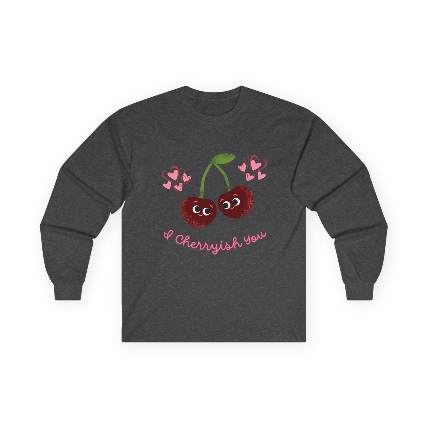 Cherry Love Long Sleeve Tees, Cute Valentine's Gift, Unisex Fun Shirt, Couple Matching Outfit, Seasonal Fashion Apparel