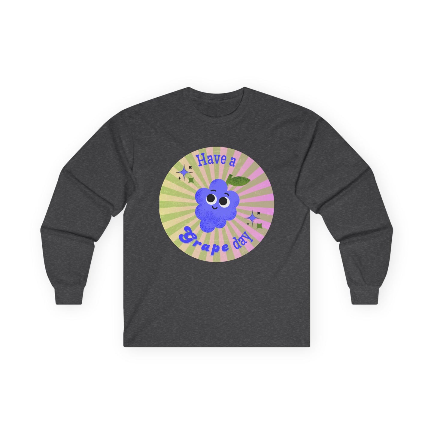 Grape-Themed Long Sleeve Tees for Fun Celebrations, Unisex Cotton Tee, Gift for Fruit Lovers, Perfect for Parties, Casual Wear