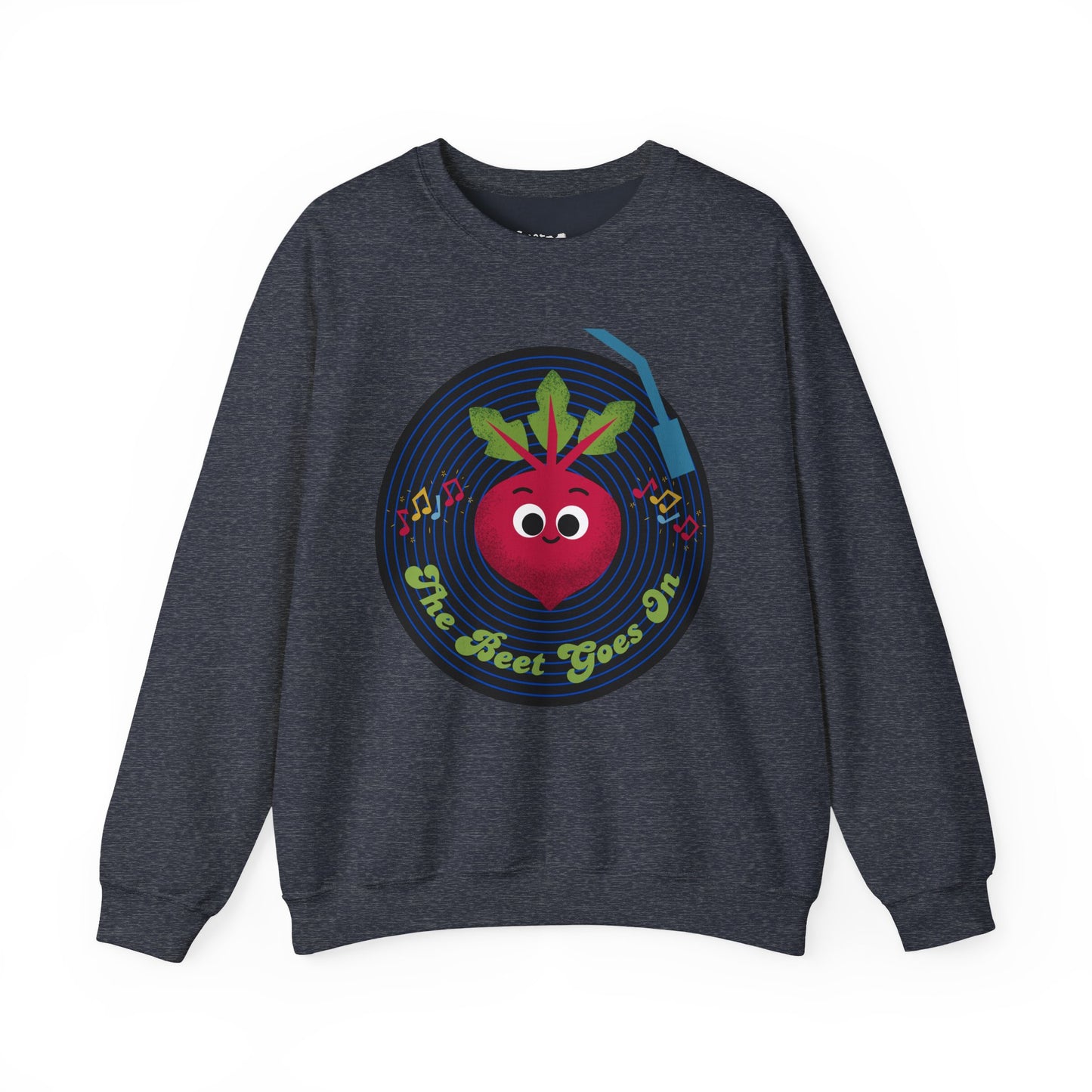 The Beet Goes On Funny Pun Crewneck Sweatshirt, Cozy Fall Apparel, Unisex Design, Casual Wear, Great Gift Idea