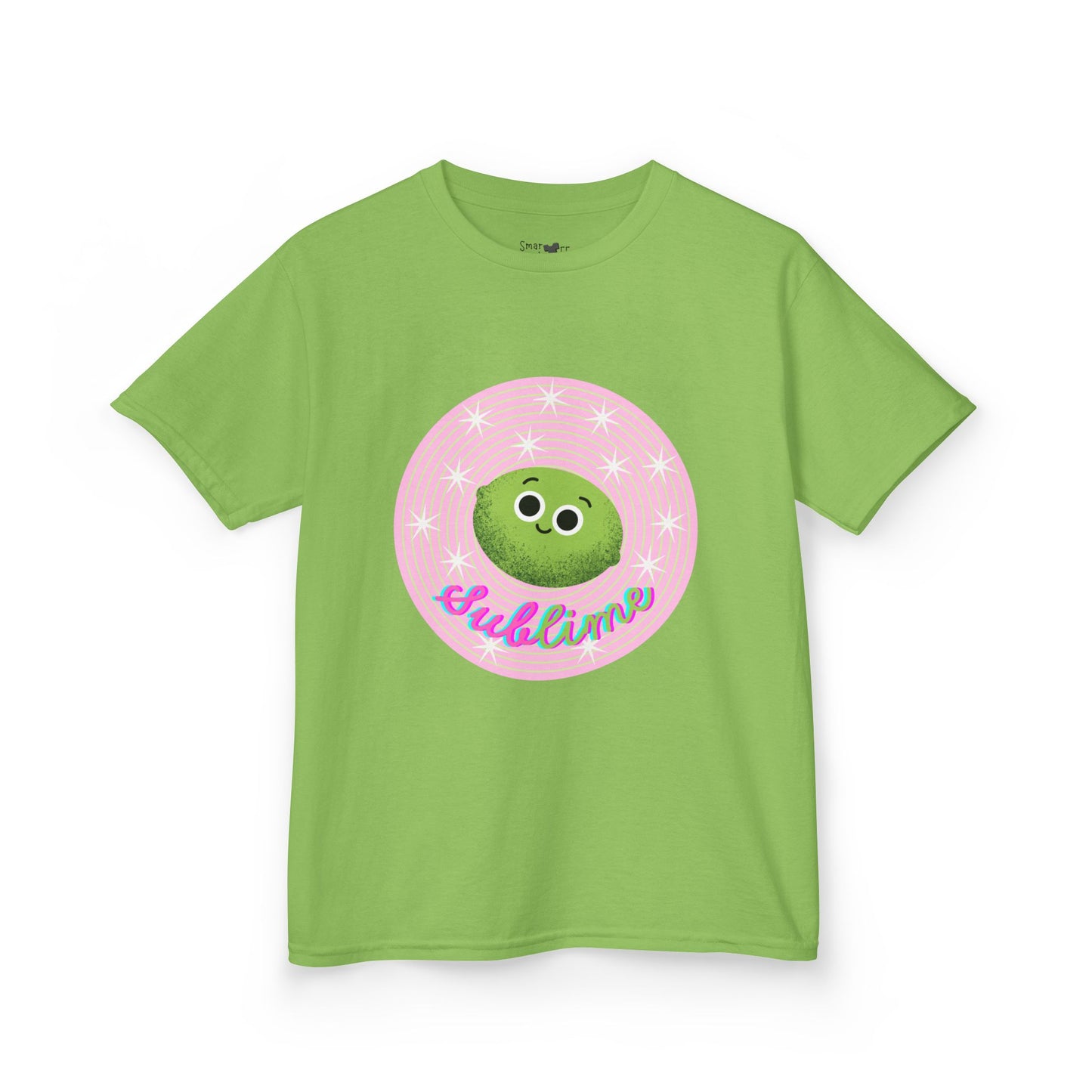 Kids Sublime Tee with Cute Lime Character, Fun Kids Shirt, Gift for Birthdays, Playdates, Summer Outfits, Cute Apparel