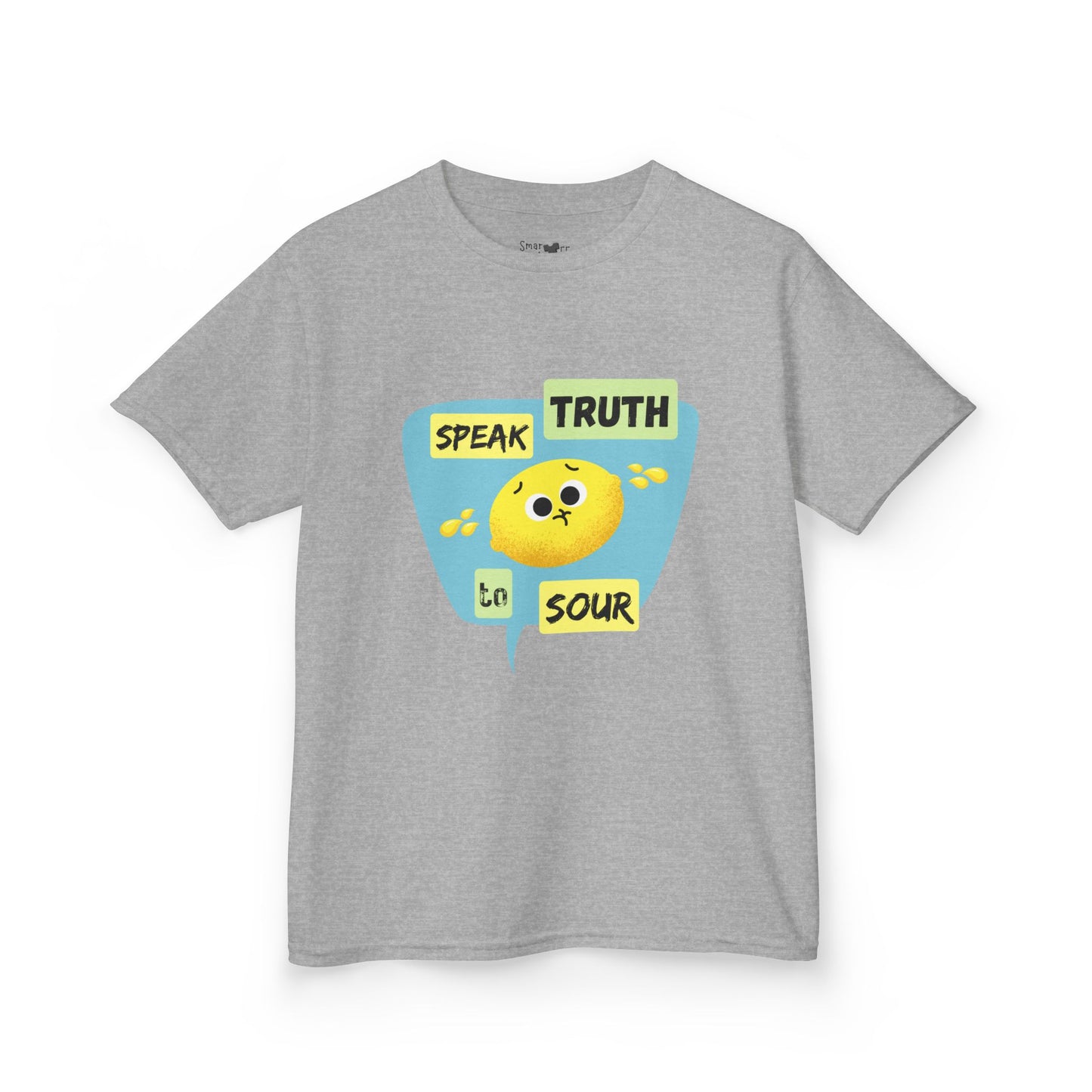 Kids Motivational Shirt, 'Speak Truth To Sour' Funny Pun Cotton Tee, Perfect for School, Gifts, Summer Wear, Positive Vibes