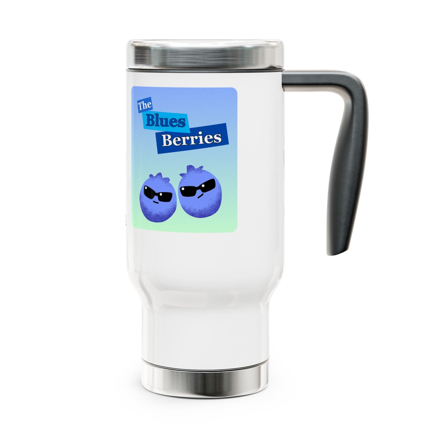 Cool Blues Berries Travel Mug, Stainless Steel Coffee Cup, Perfect For Home Office, Gifts, Outdoor Adventures, 14oz Travel Cup